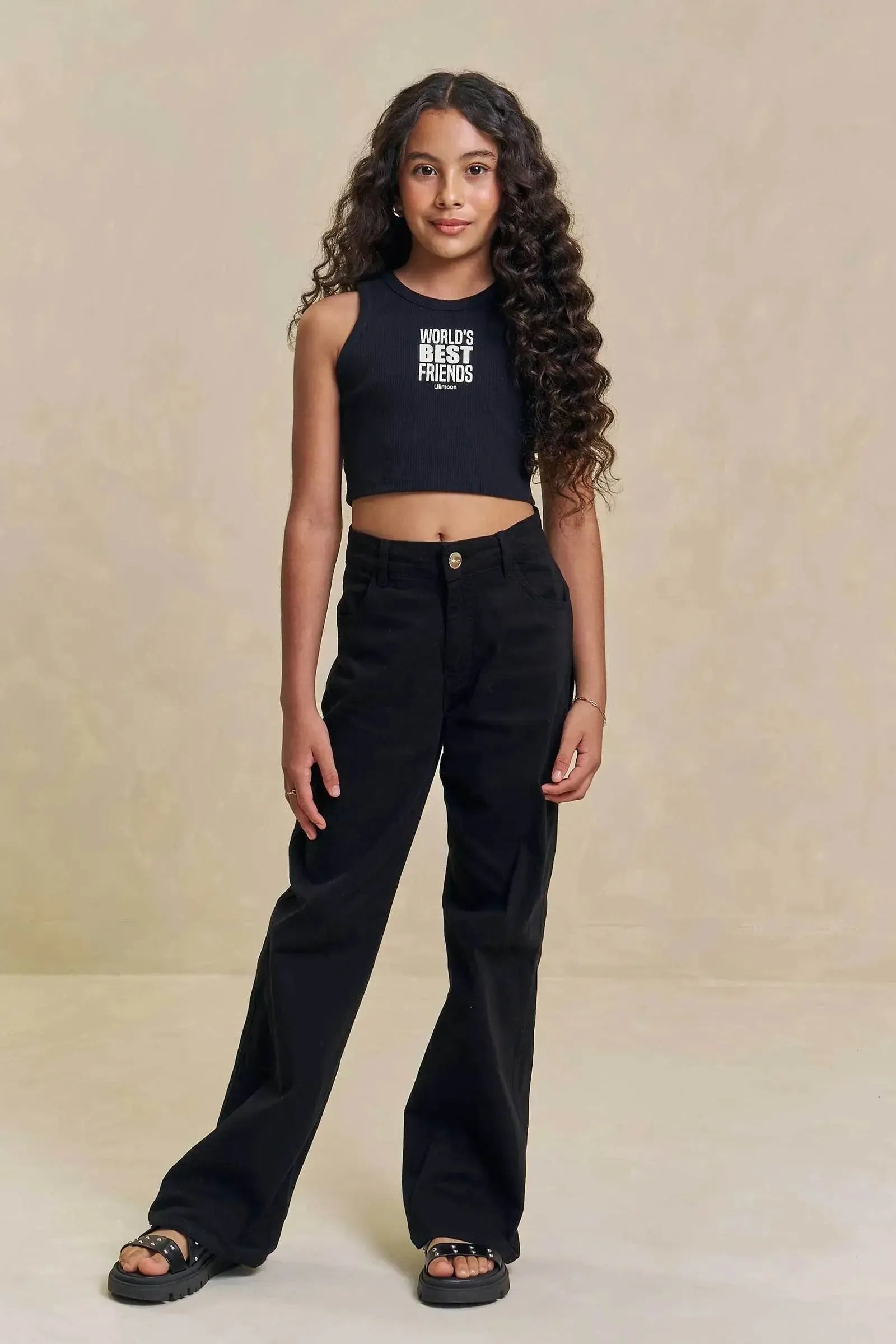 Calça Wide Leg em Sarja com Elastano 94409 Lilimoon Teen Menina