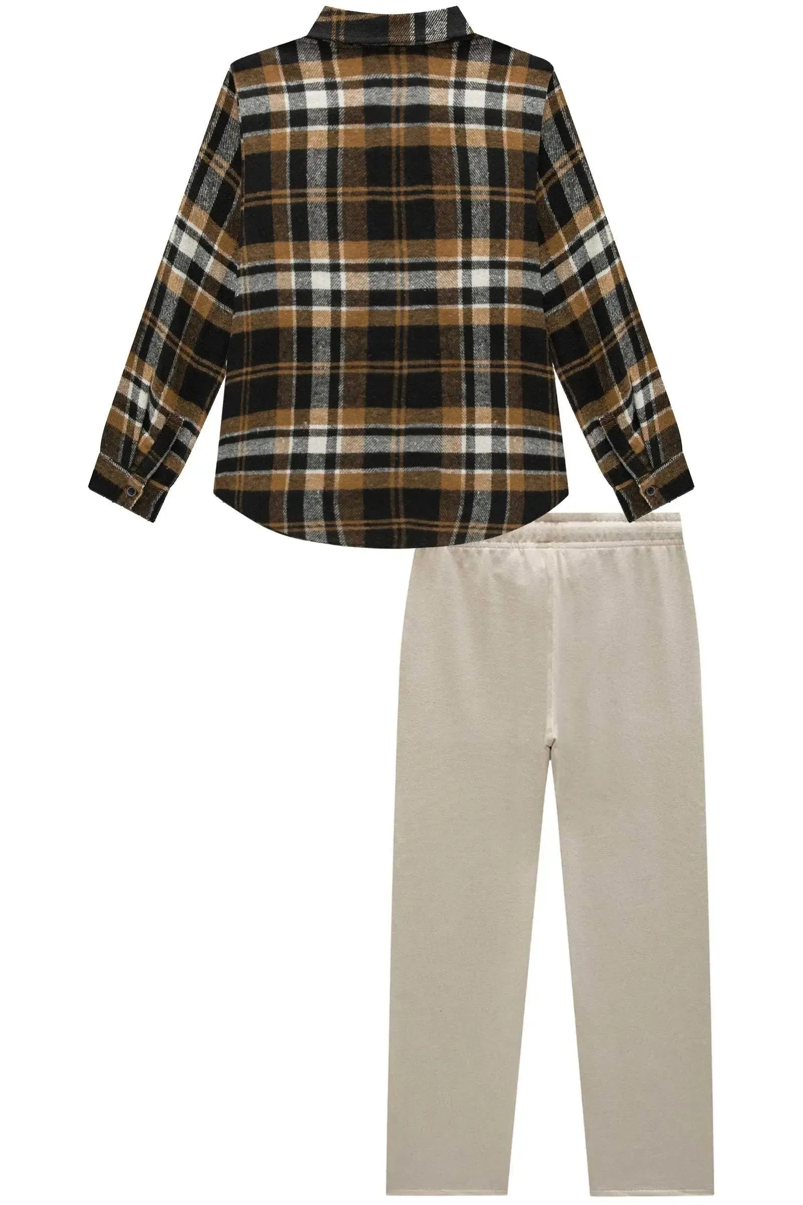 Camisa em Flanela Xadrez e Calça Skinny em Moletwill com Elastano 94290 Johnny Fox Teen Menino