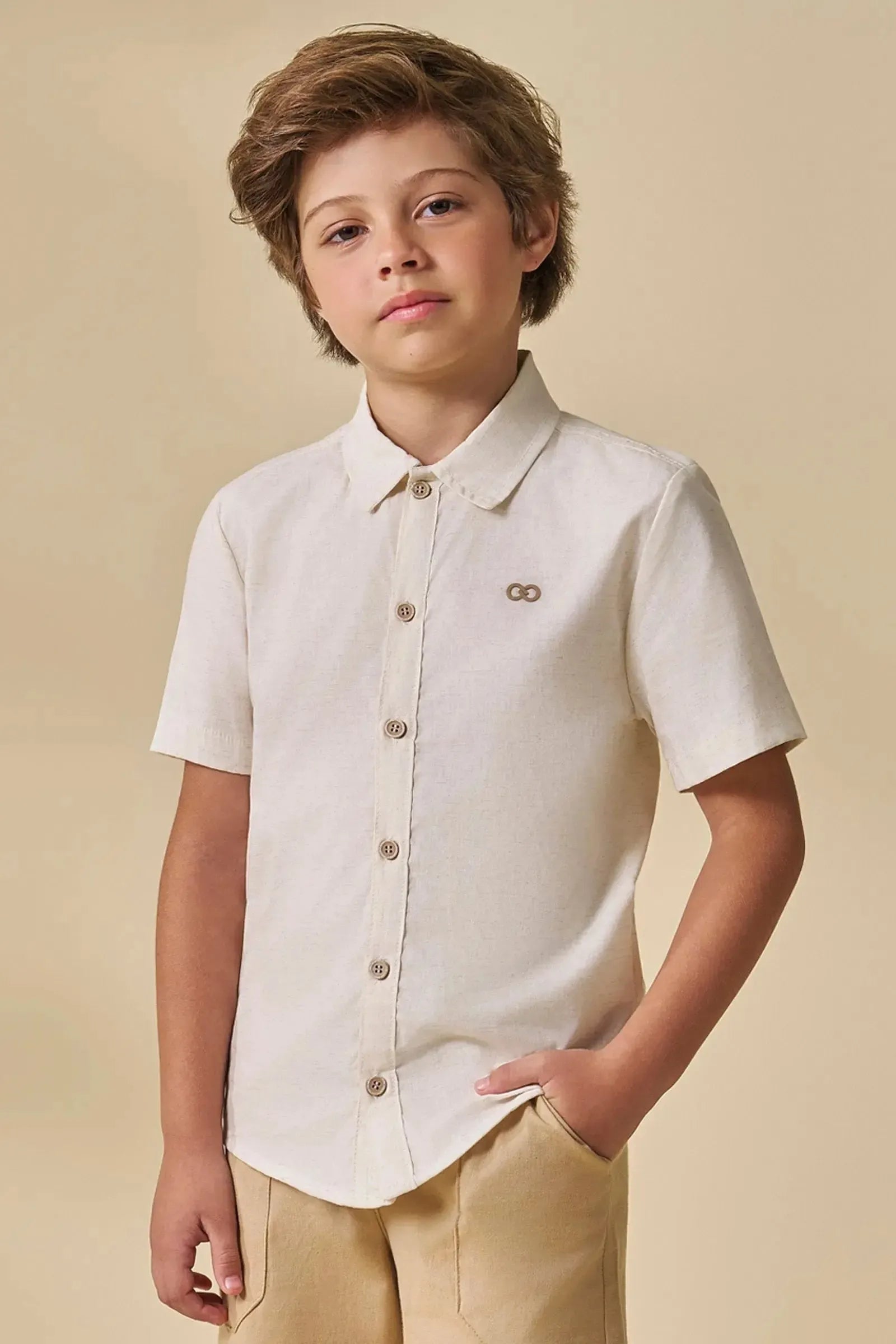 Camisa em Linho Deluxe 96535 LucBoo Infantil Menino