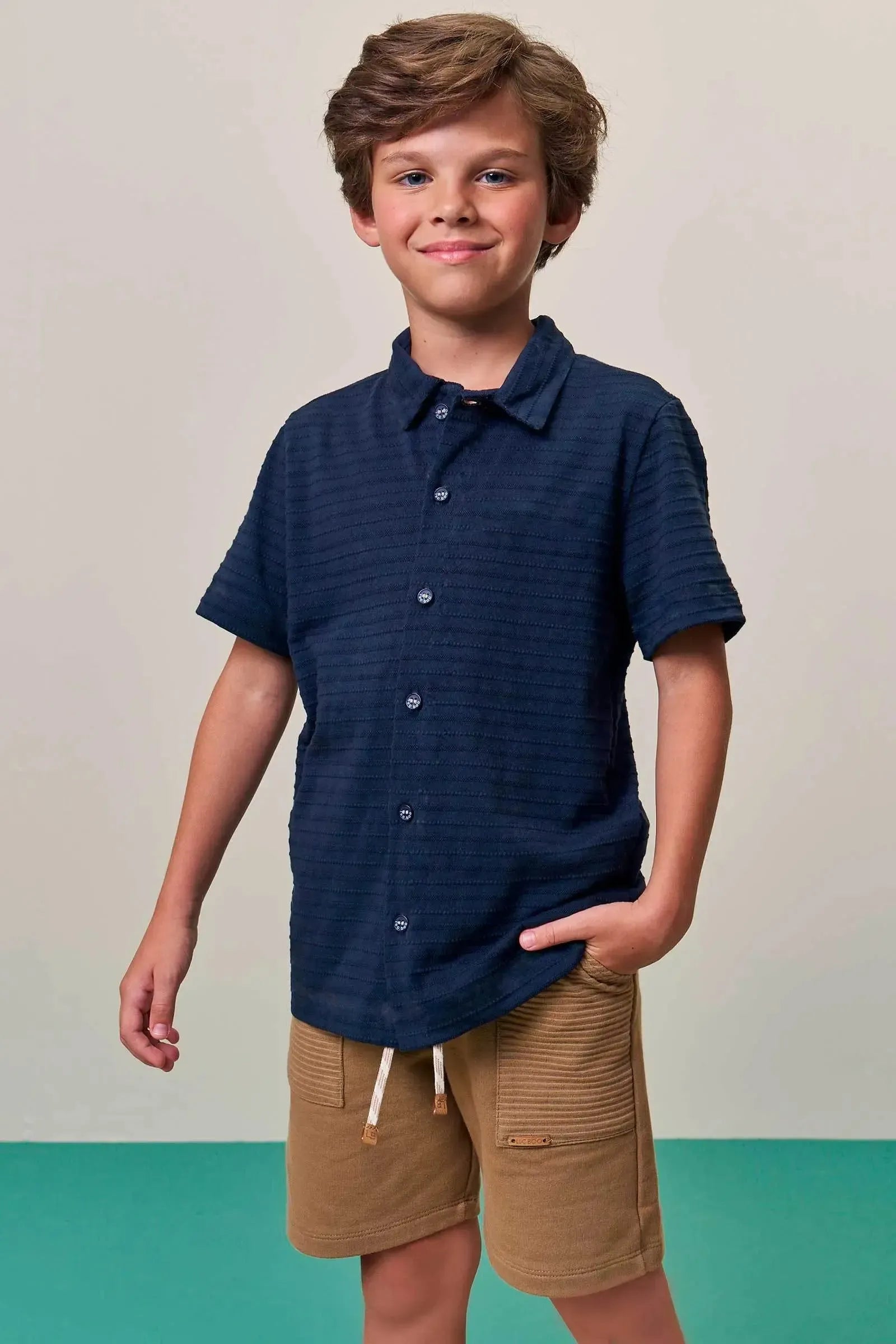 Camisa em Malha Textura 98428 LucBoo Infantil Menino