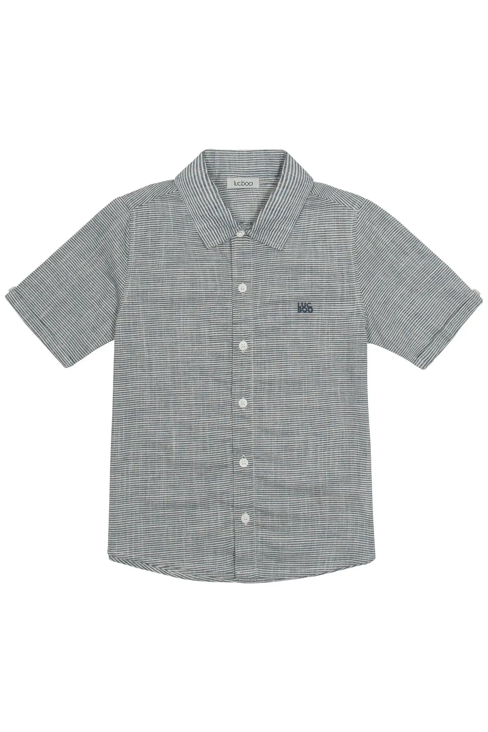 Camisa em Tecido Listrado Fio Tinto 86869 LucBoo Infantil Menino