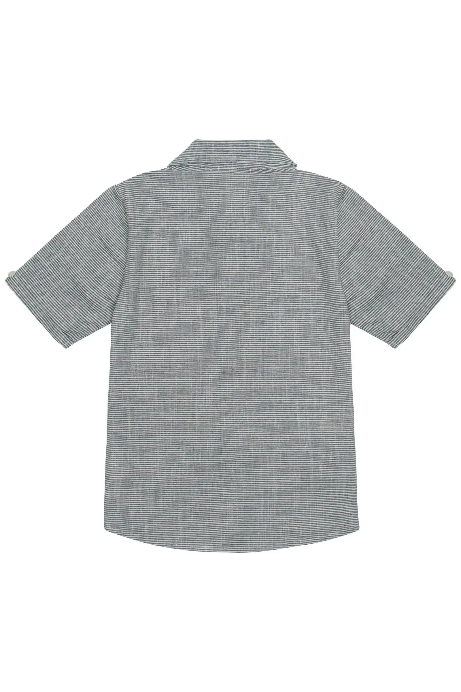 Camisa em Tecido Listrado Fio Tinto 86869 LucBoo Infantil Menino