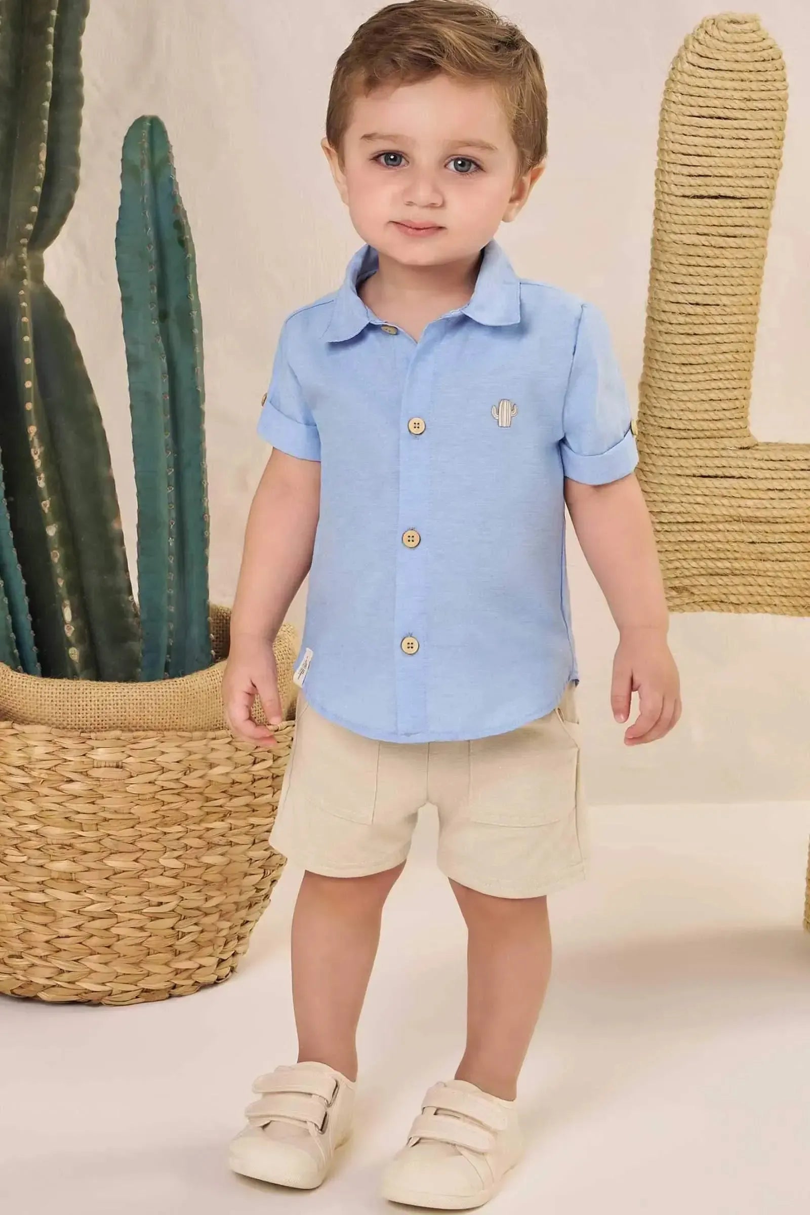 Camisa em Tecido Mesclado 86846 LucBoo Bebê Menino