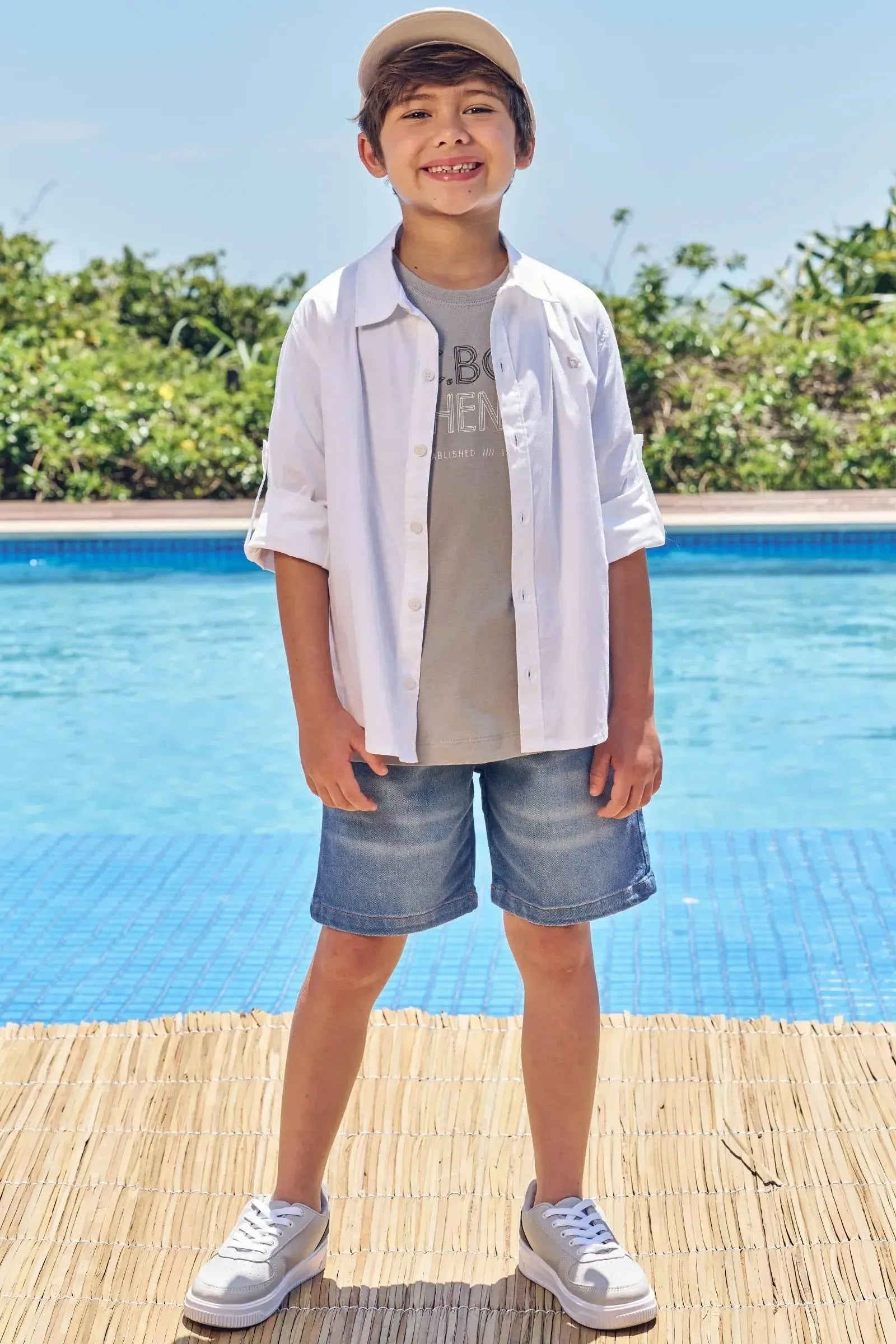 Camisa em Tricoline com Elastano 84831 LucBoo Infantil Menino