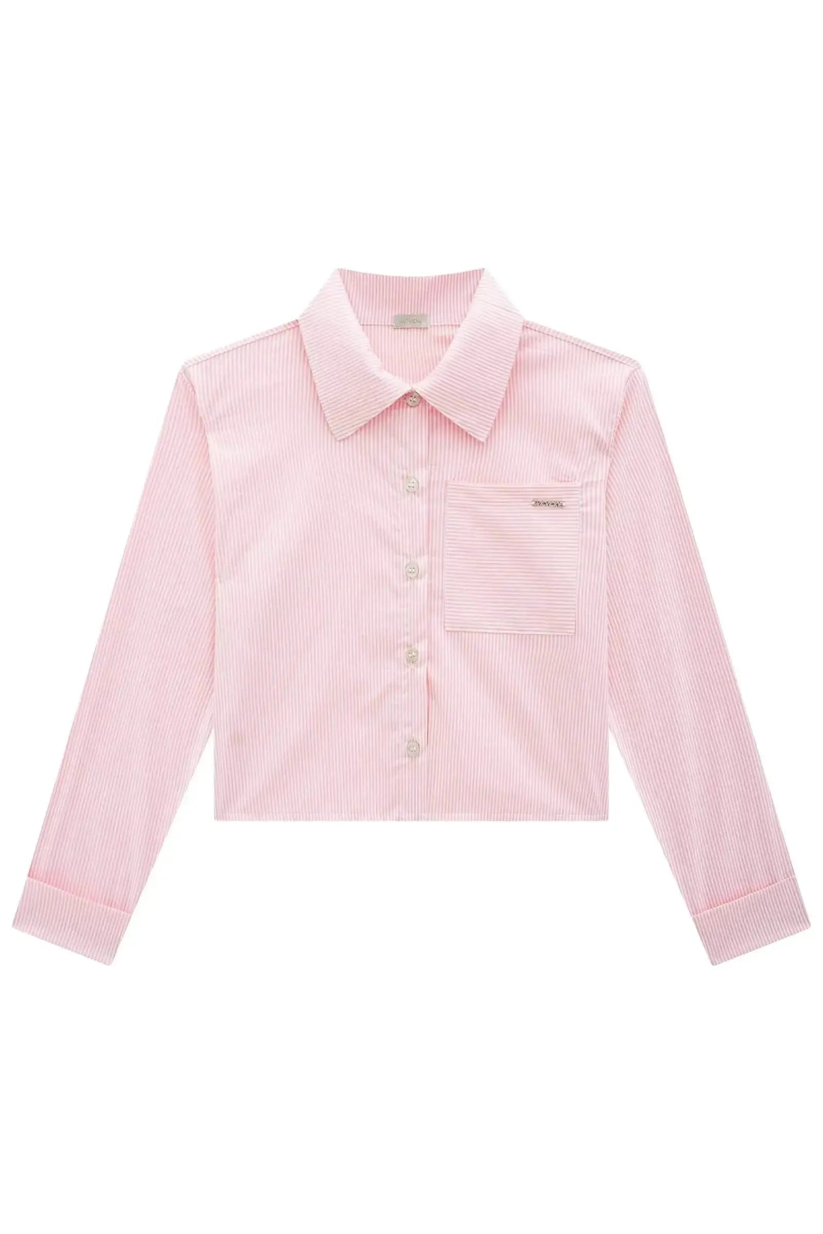 Camisa em Tricoline Fio Tinto com Elastano 94580 Vic&Vicky Teen Menina
