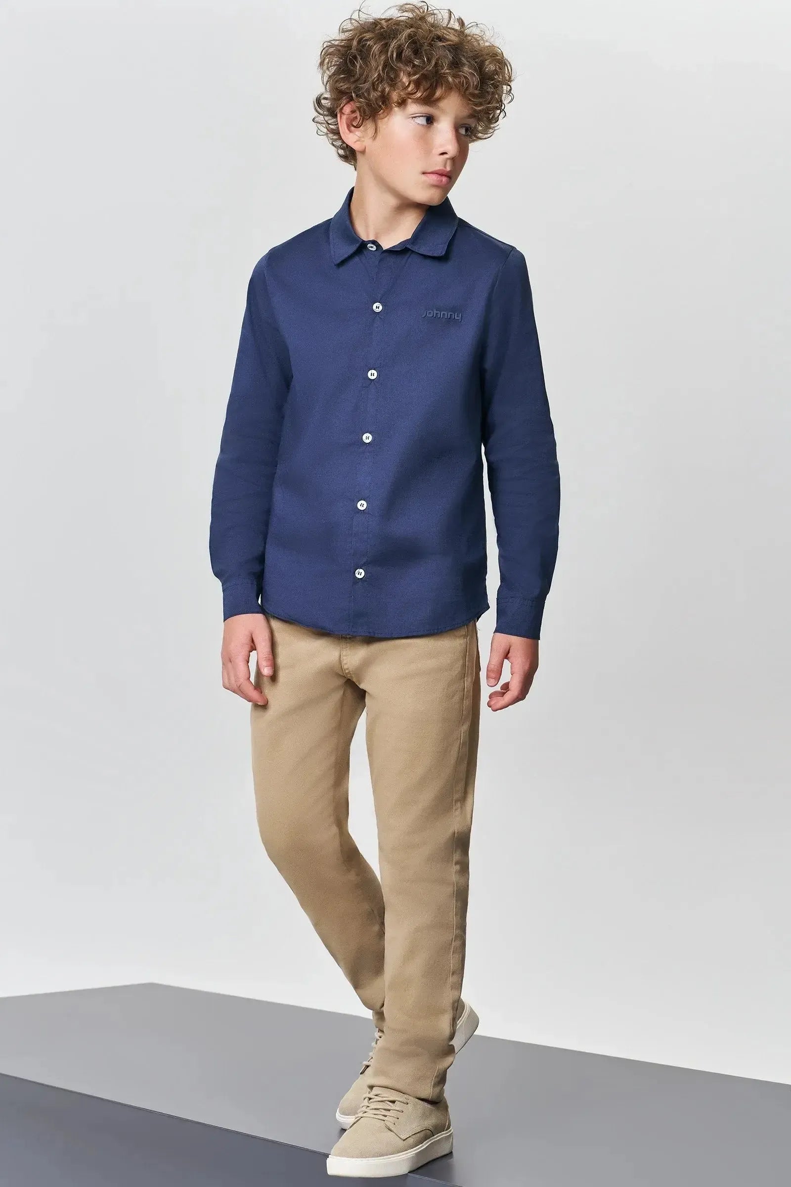 Camisa em Tricoline Mônaco com Elastano 89113 Johnny Fox Teen Menino