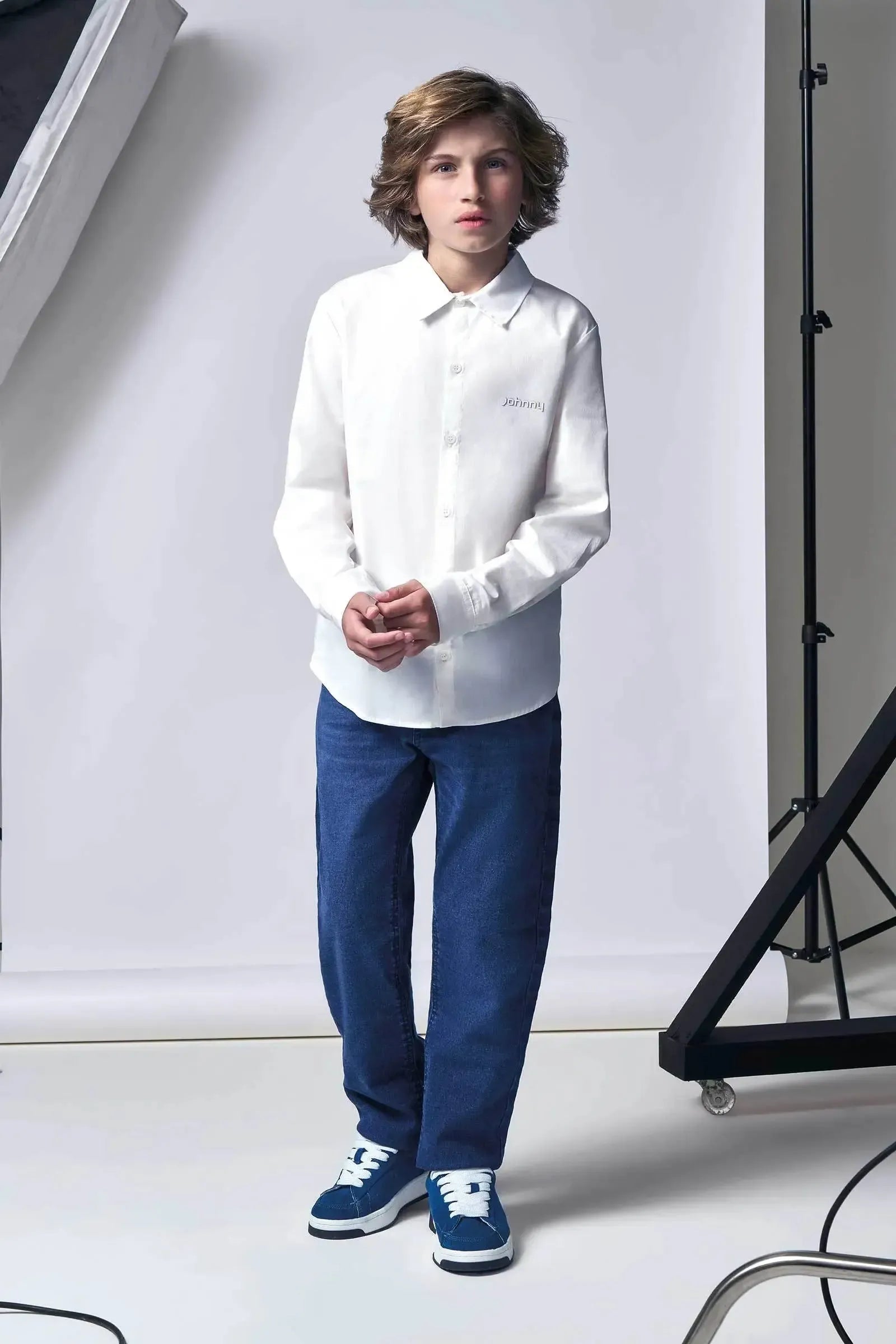 Camisa em Tricoline Mônaco com Elastano 96047 Johnny Fox Teen Menino