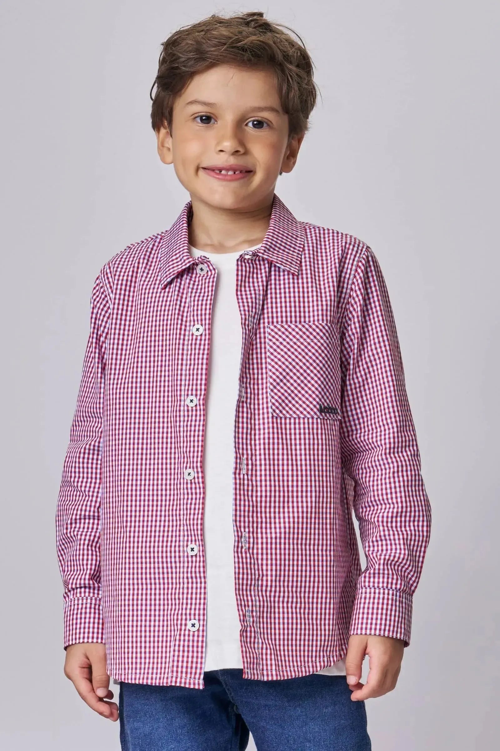 Camisa em Tricoline Xadrez 92039 LucBoo Infantil Menino