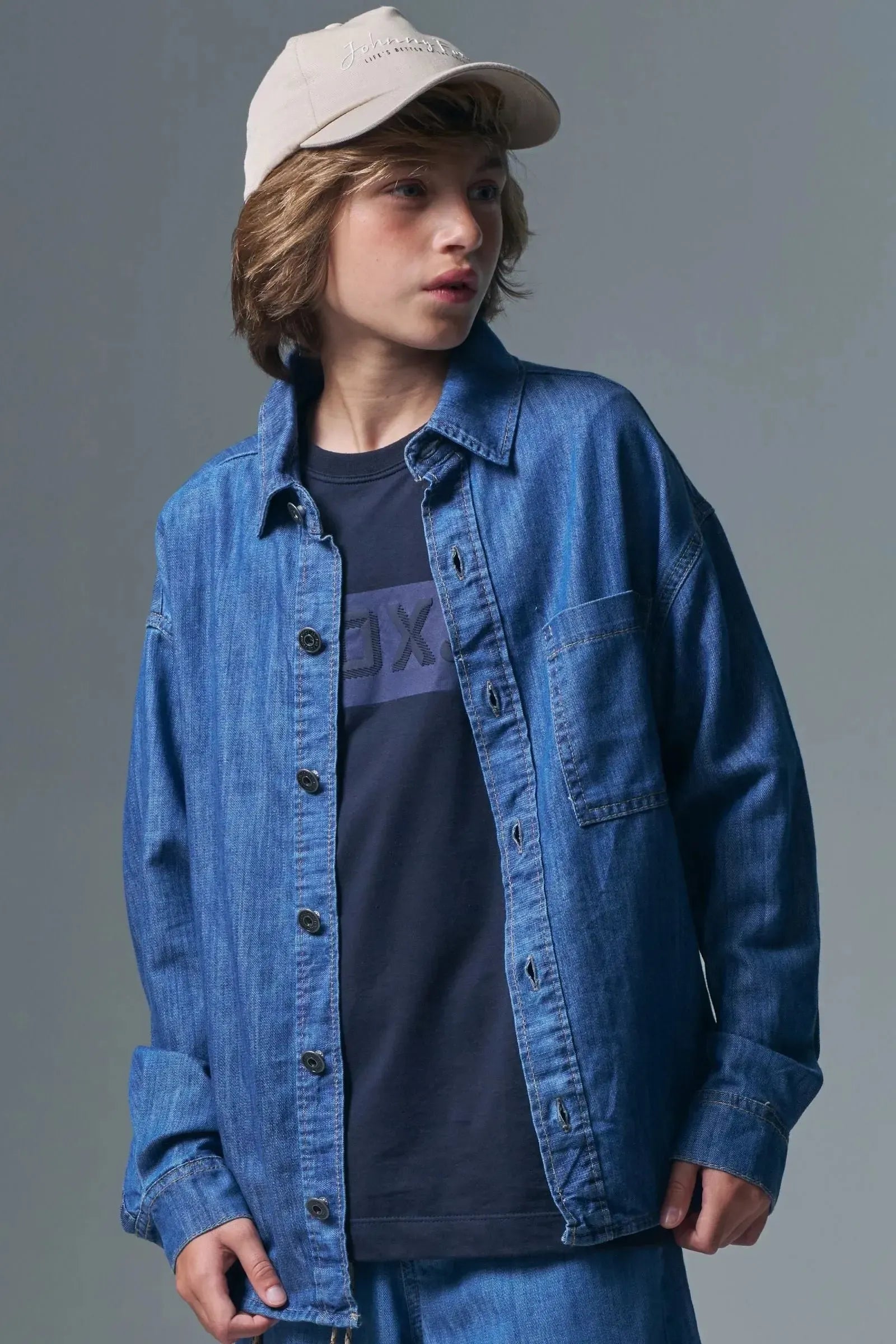 Camisa Over em Jeans Benicio 97164 Johnny Fox Teen Menino