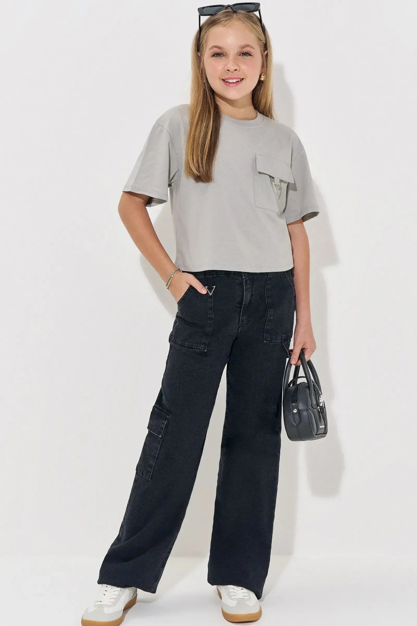 Camiseta Boxy Over em Meia Malha 82847 Vic&Vicky Teen Menina