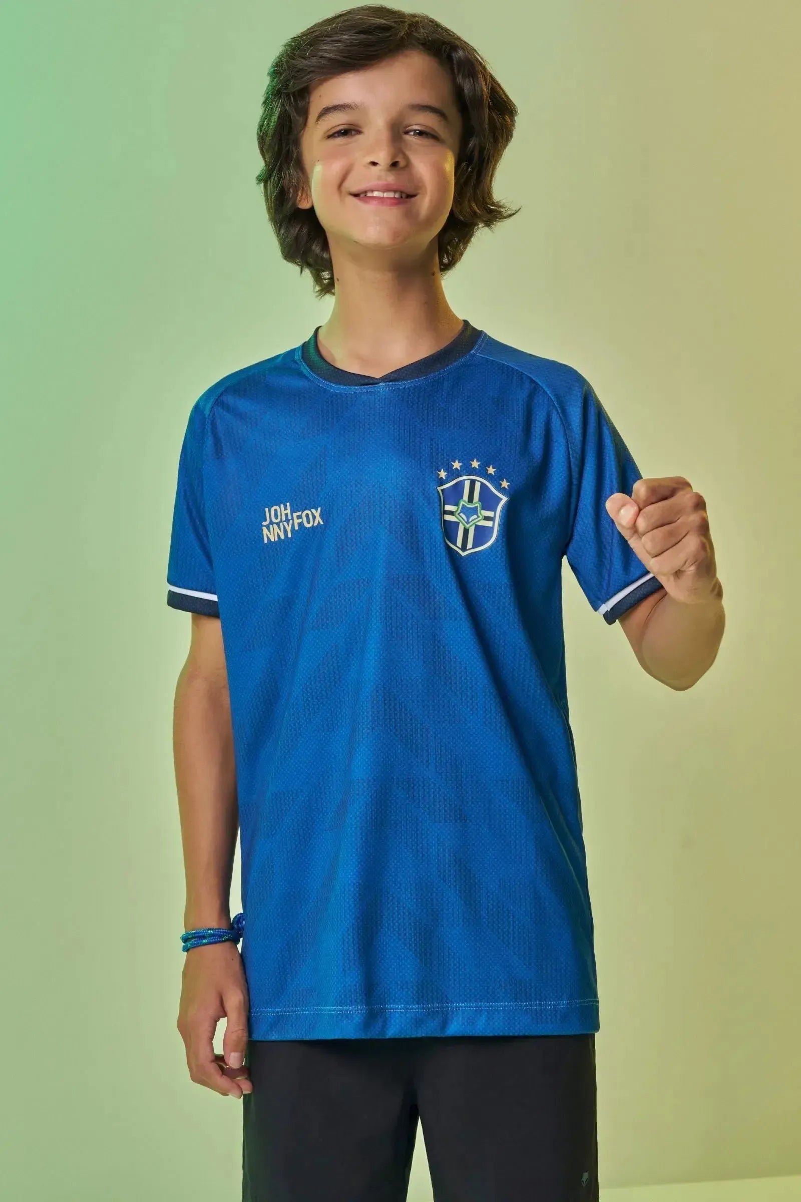 Camiseta Copa Brasil em Malha DRY Esportiva Leve e Respirável com Estampa em Alta Definição e Detalhes em Contraste com Muito Estilo. 99734 Johnny Fox Teen Menino