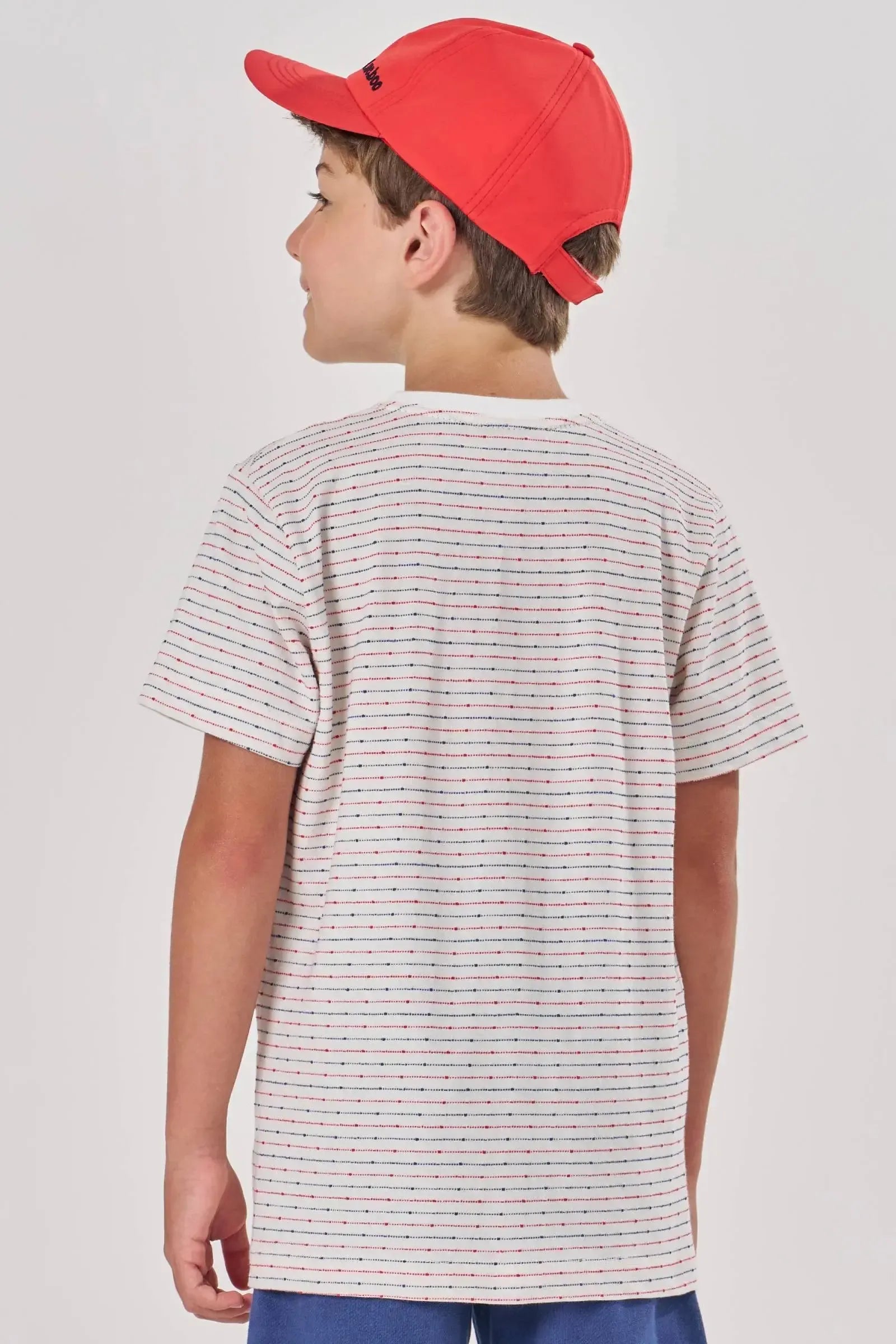 Camiseta em Malha Listrada Fio Tinto 82827 LucBoo Infantil Menino