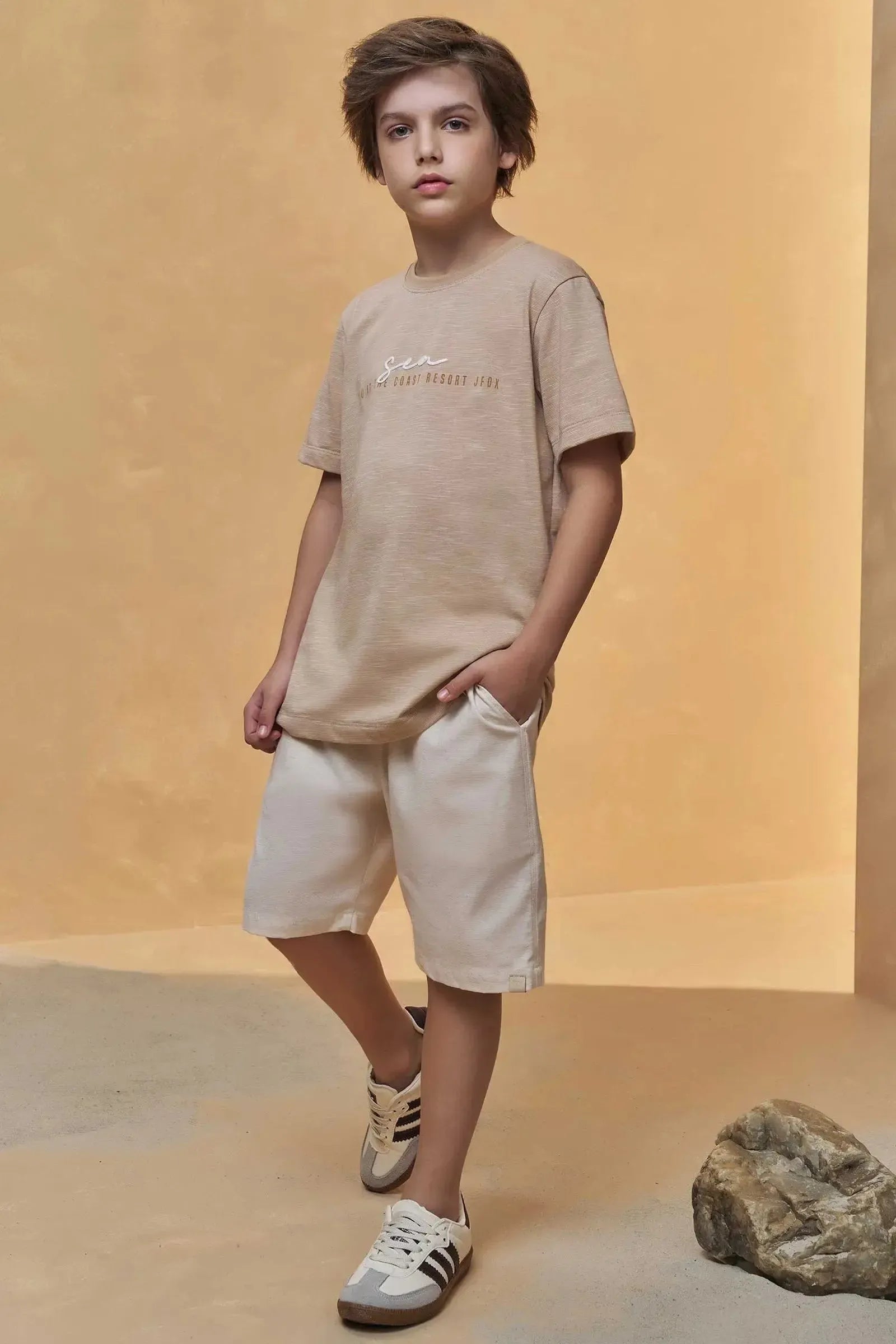 Camiseta em Malha Mesclada 95688 Johnny Fox Teen Menino