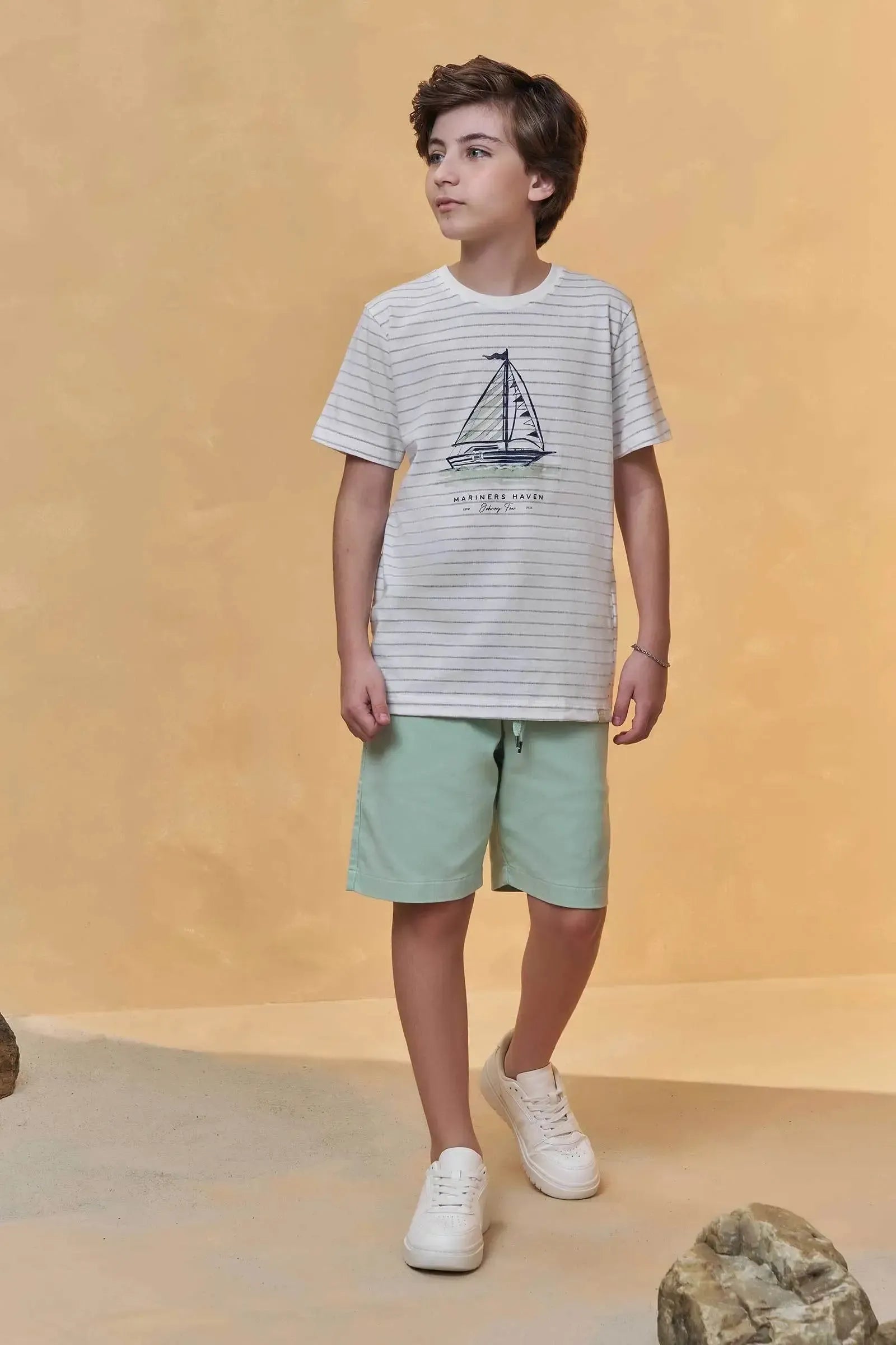 Camiseta em Malha Pontilhada 96377 Johnny Fox Teen Menino