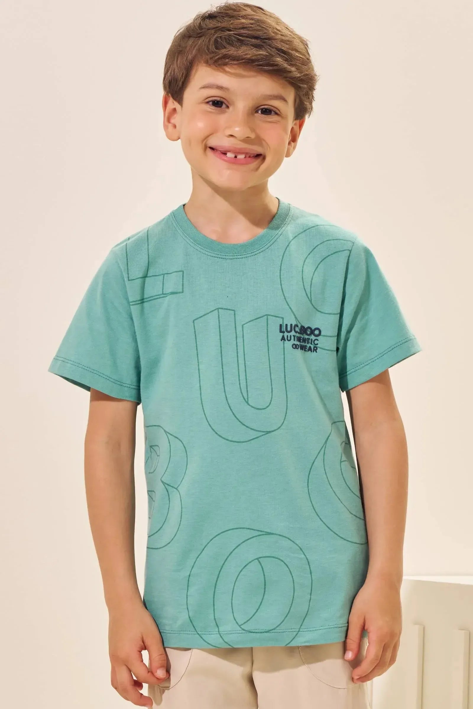 Camiseta em Meia Malha 96300 LucBoo Infantil Menino