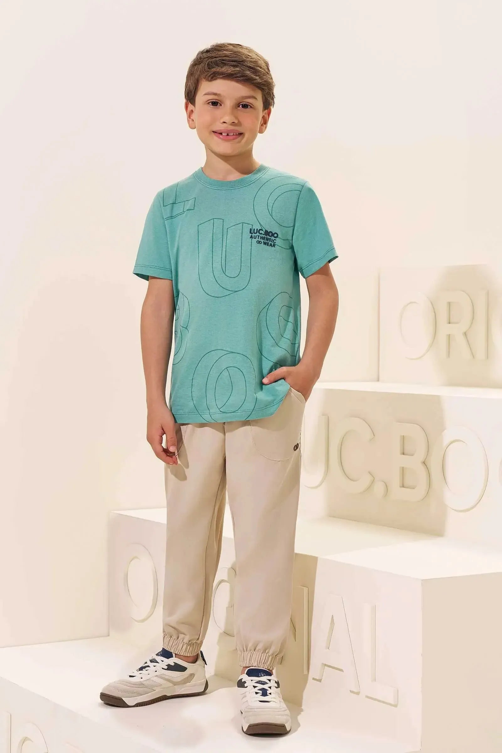 Camiseta em Meia Malha 96300 LucBoo Infantil Menino