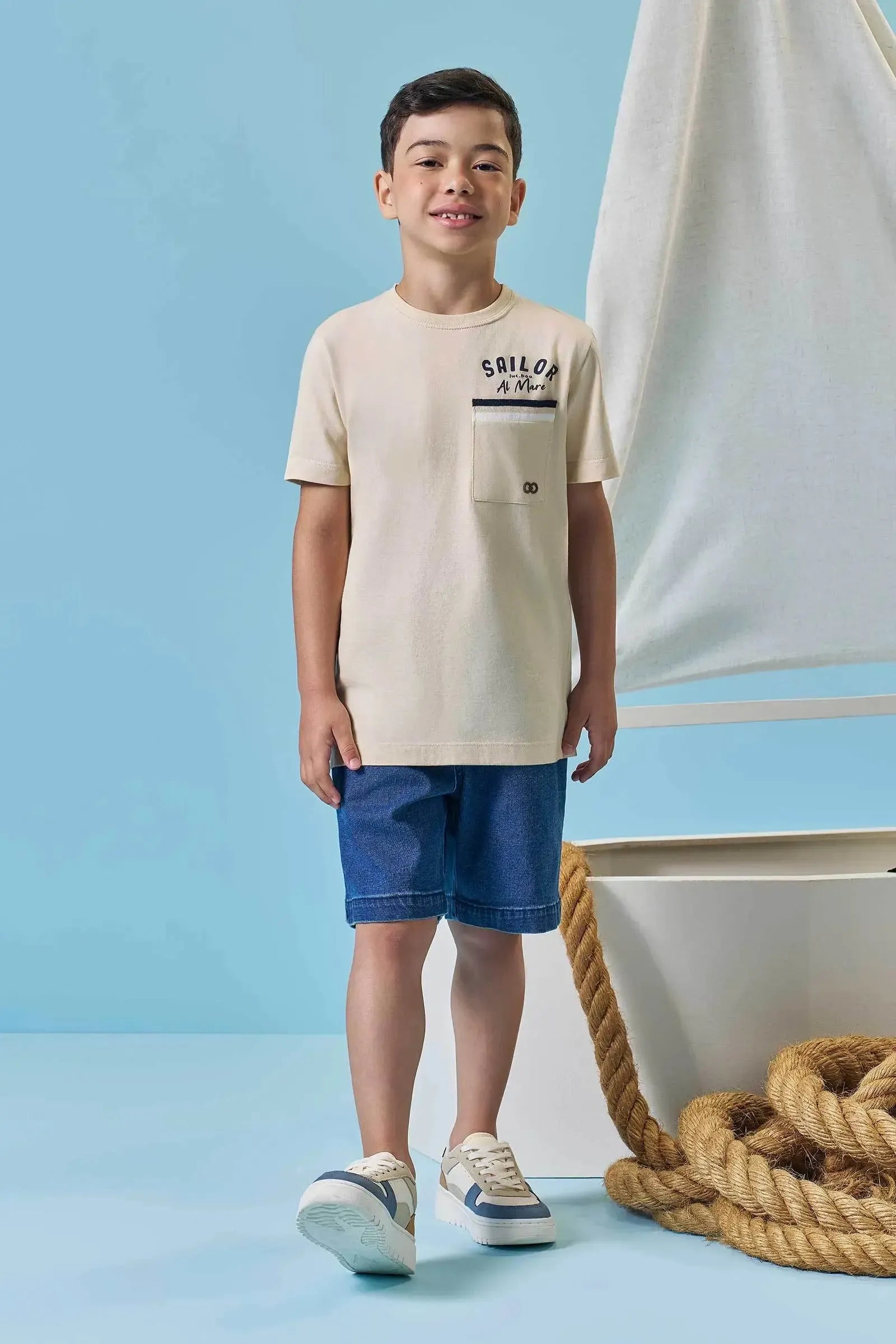 Camiseta em Meia Malha 95399 LucBoo Infantil Menino