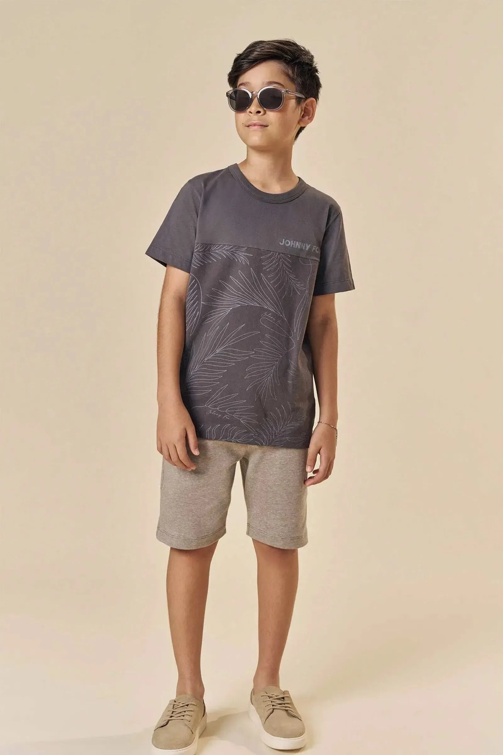 Camiseta em Meia Malha com Detalhe em Piquet 83579 Johnny Fox Teen Menino