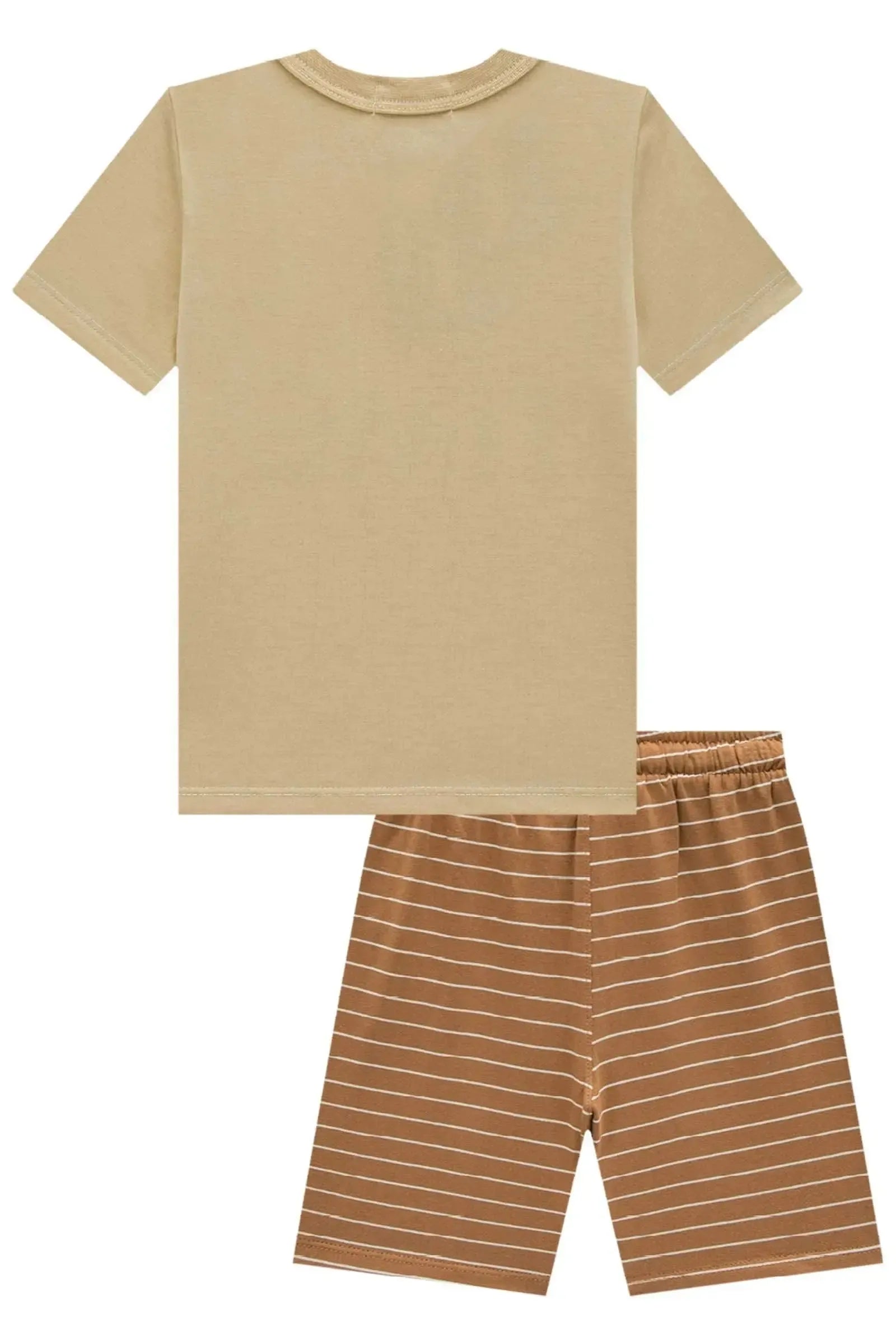 Camiseta em Meia Malha e Bermuda em Cotton Listrado Fio Tinto 84667 Johnny Fox Teen Menino