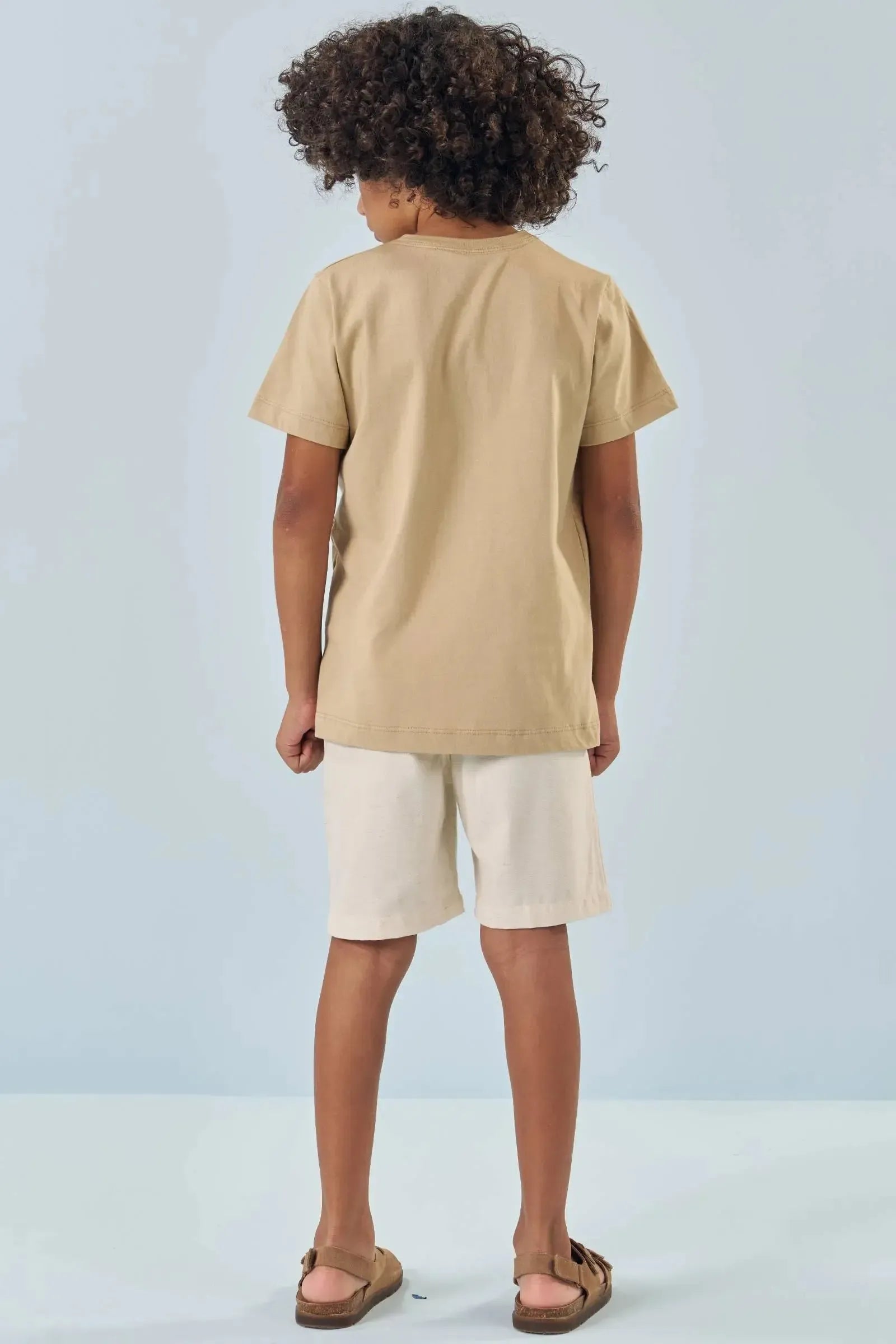 Camiseta em Meia Malha e Bermuda em Linho Santorine com Elastano 83180 LucBoo Infantil Menino