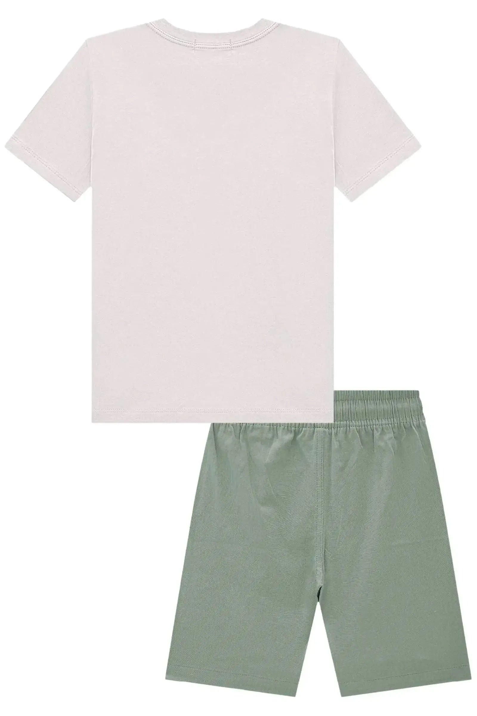 Camiseta em Meia Malha e Bermuda em Linho Santorine com Elastano 83180 LucBoo Infantil Menino