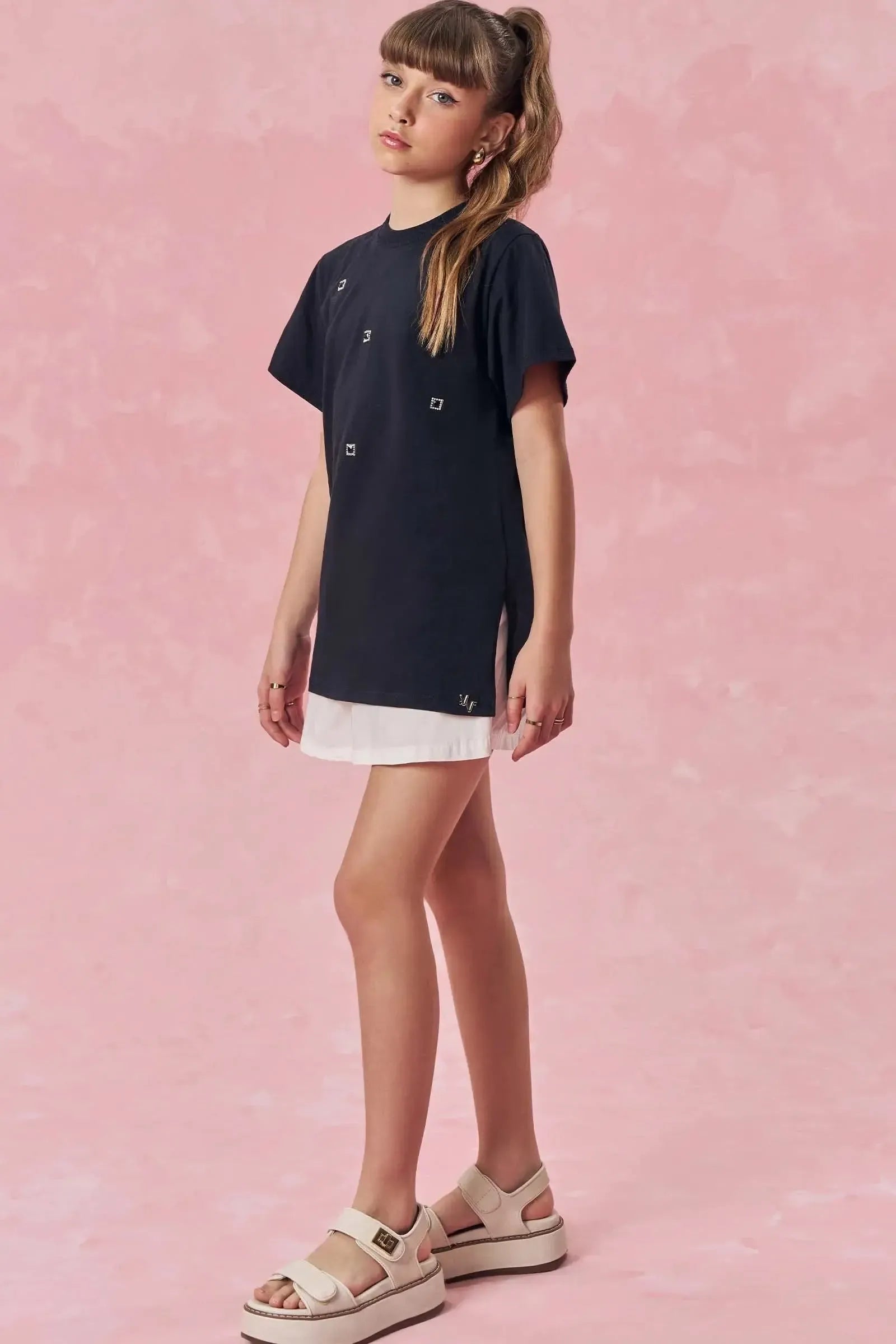 Camiseta Over em Meia Malha 85157 Vic&Vicky Teen Menina
