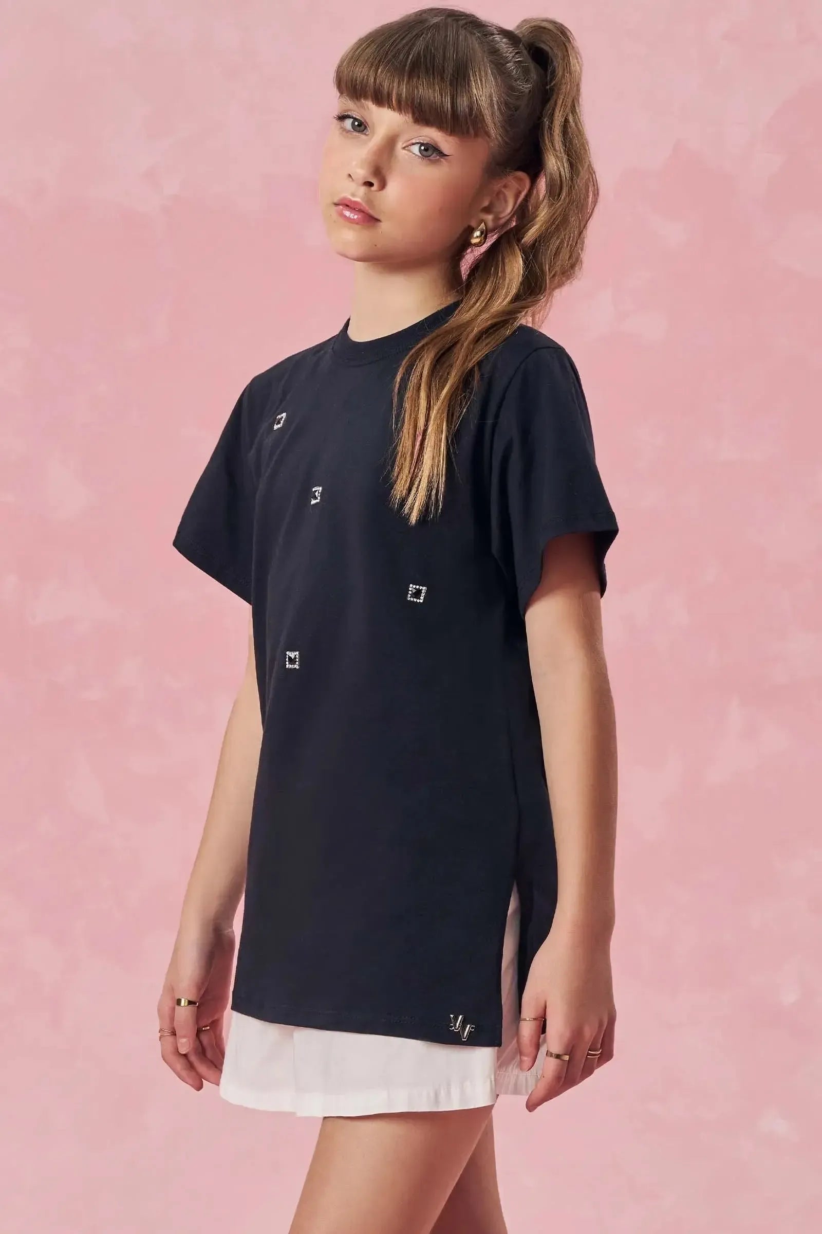 Camiseta Over em Meia Malha 85157 Vic&Vicky Teen Menina