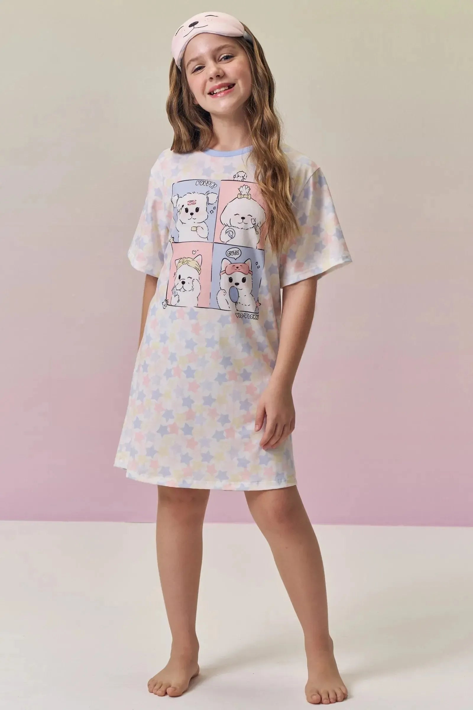 Camisola em Malha Fresh Acompanha Sleep Mask 95075 Vic&Vicky Teen Menina
