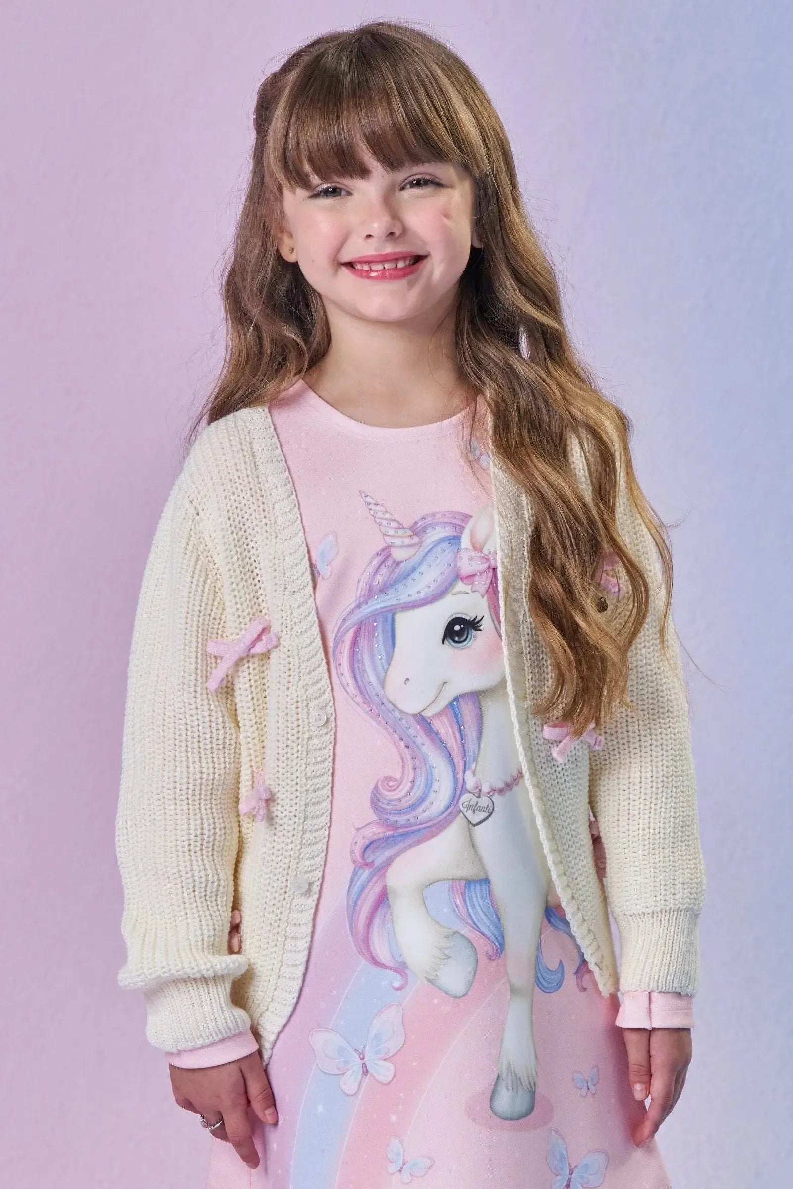 Cardigan em Tricot 100% Acrílico 88170 Infanti Infantil Menina
