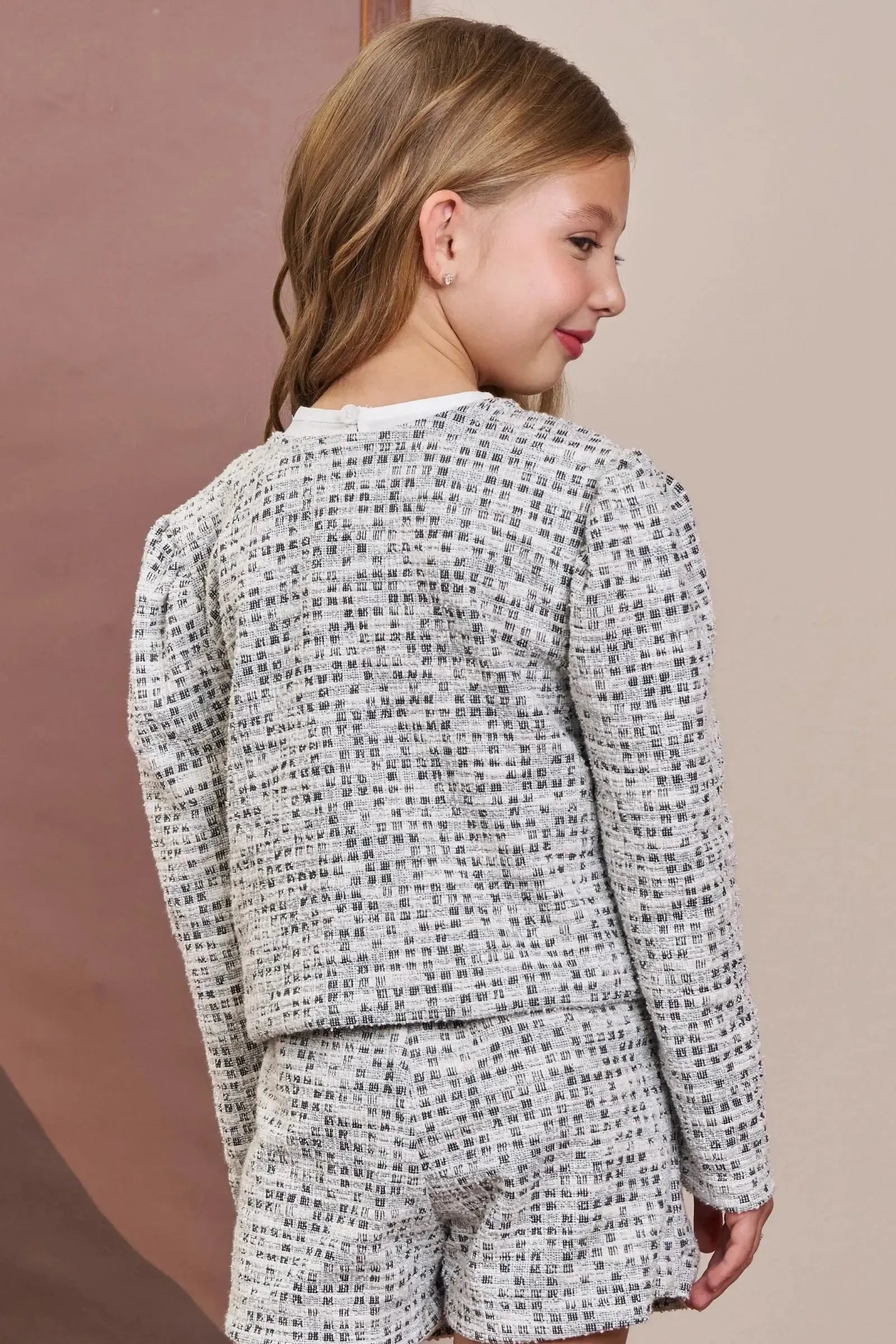 Casaco Boxy em Malha Tweed 90331 Infanti Infantil Menina