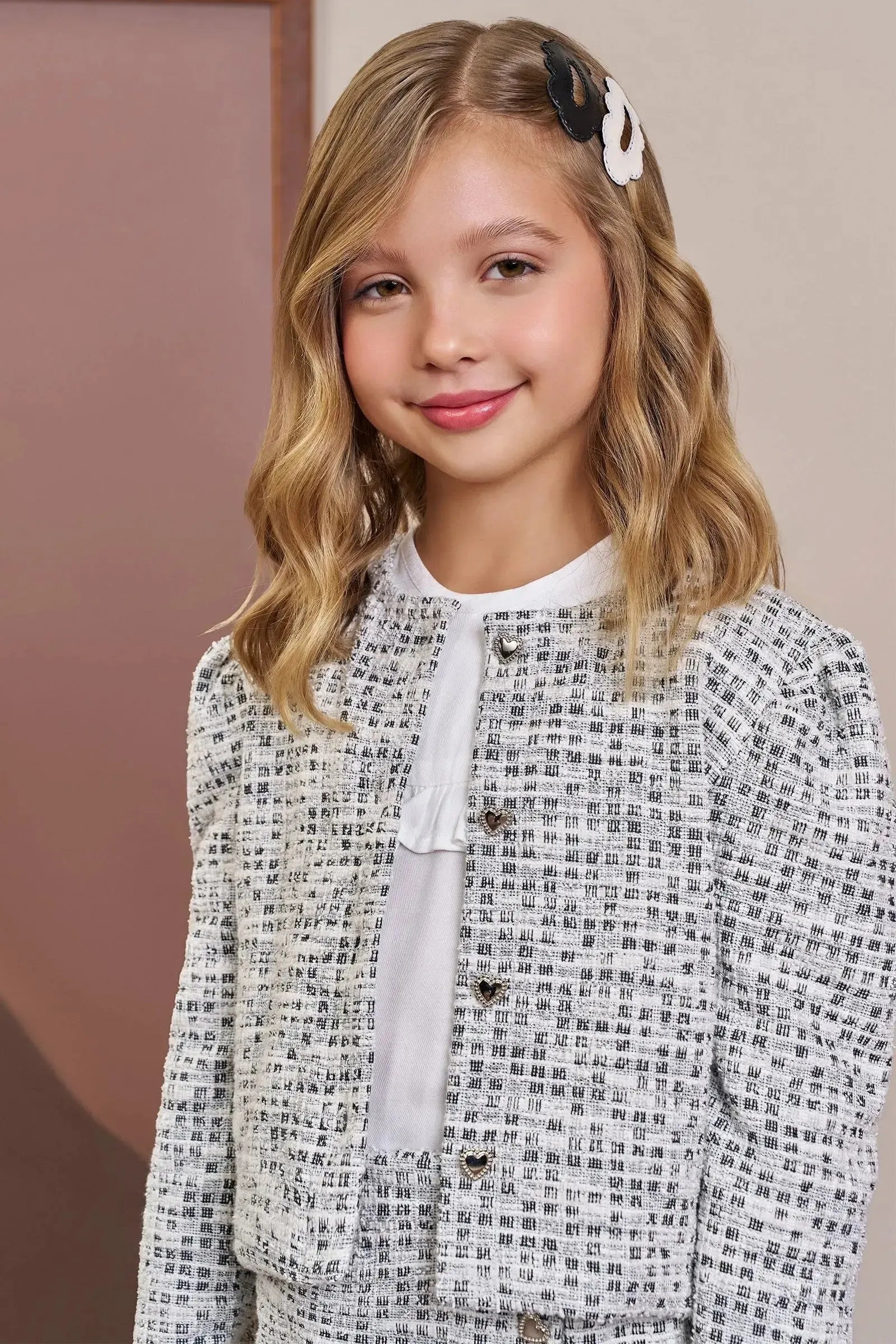 Casaco Boxy em Malha Tweed 90331 Infanti Infantil Menina