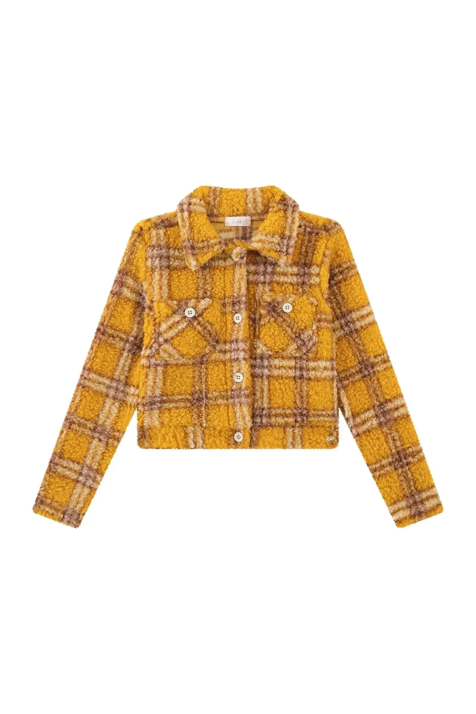 Casaco Boxy em Pelo Xadrez 92737 Kukiê Infantil Menina