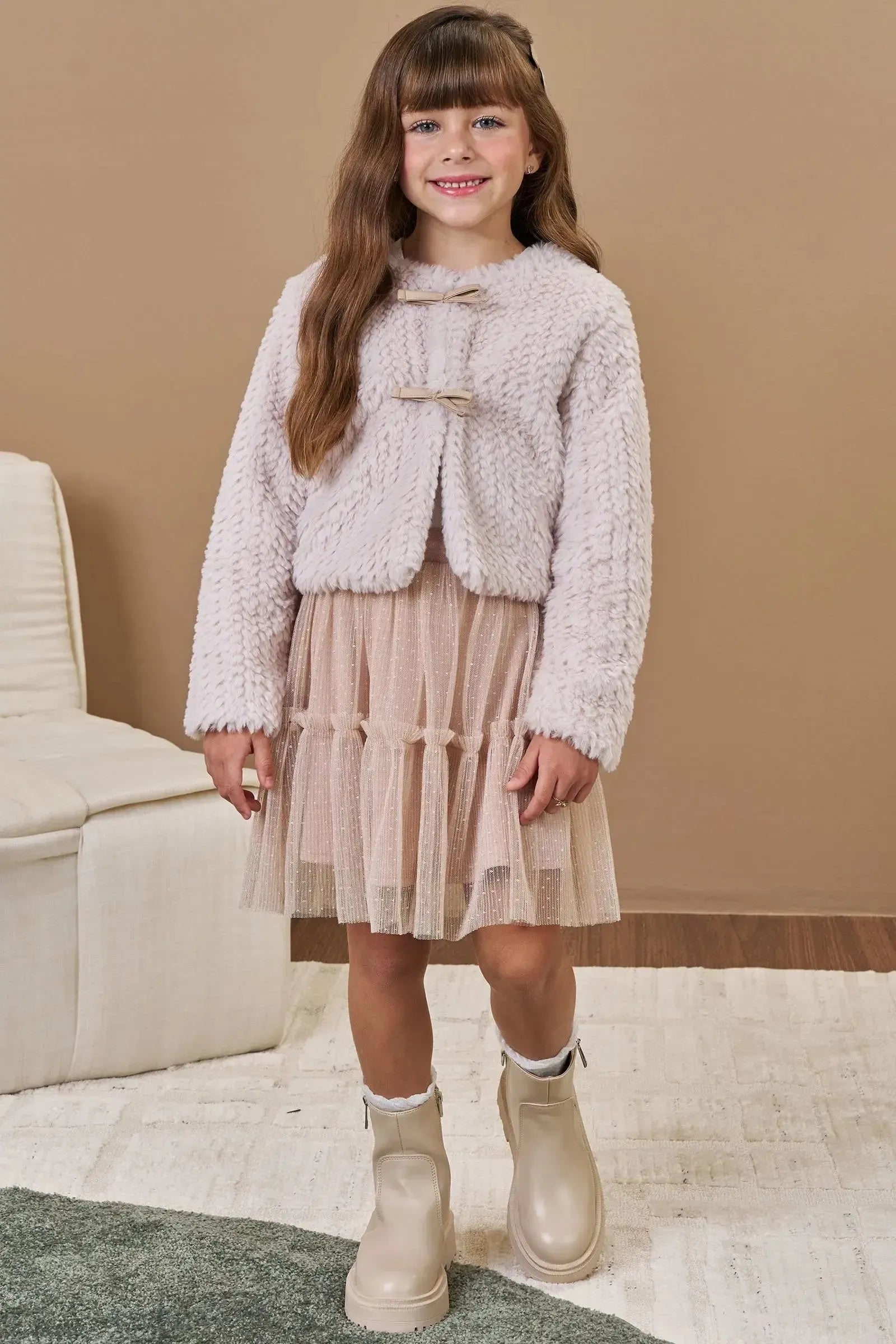 Casaco em Pelo Tranças 92570 Infanti Infantil Menina