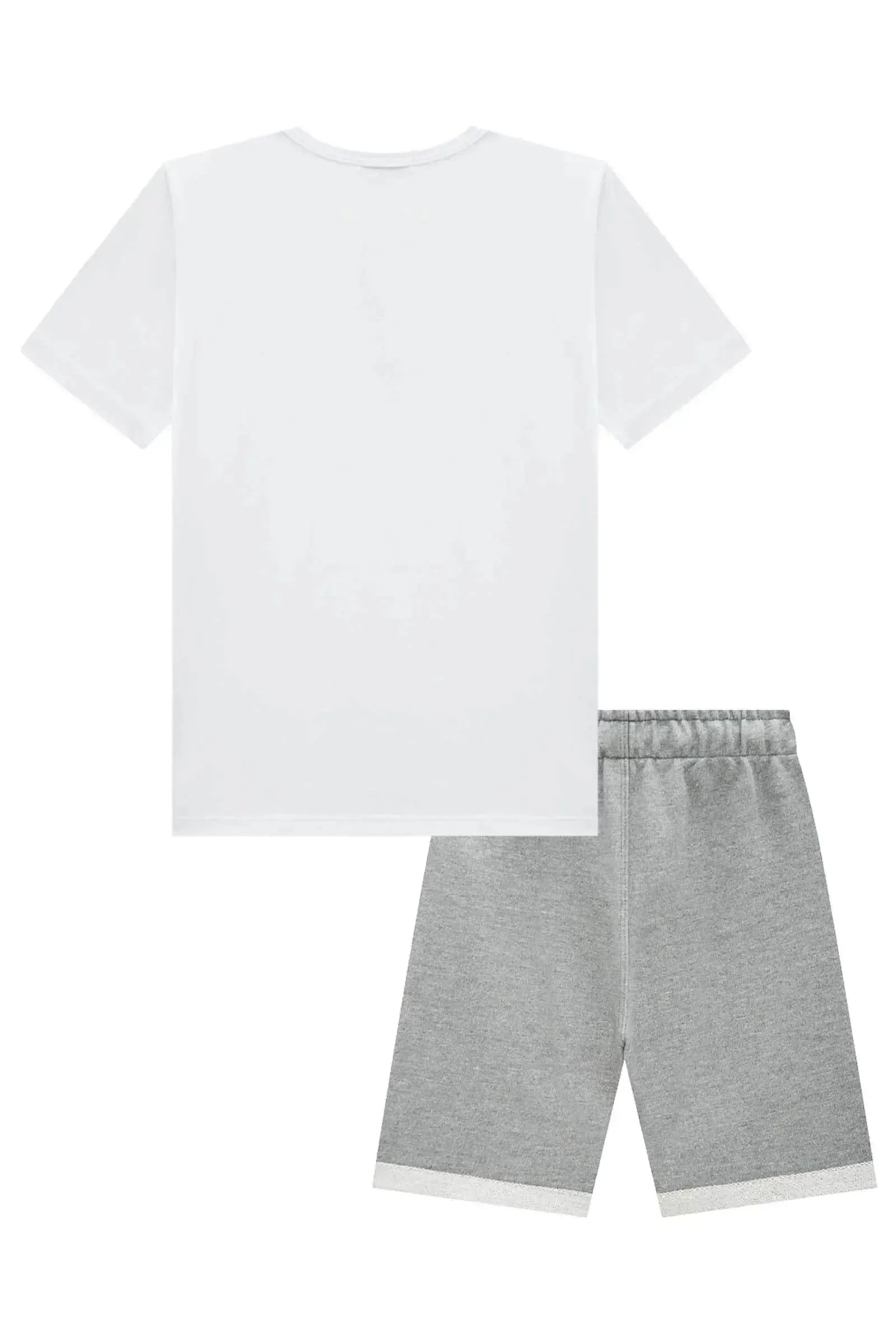 Conjnto de Camiseta em Meia Malha e Bermuda em Moletom sem Pelúcia 97292 LucBoo Infantil Menino