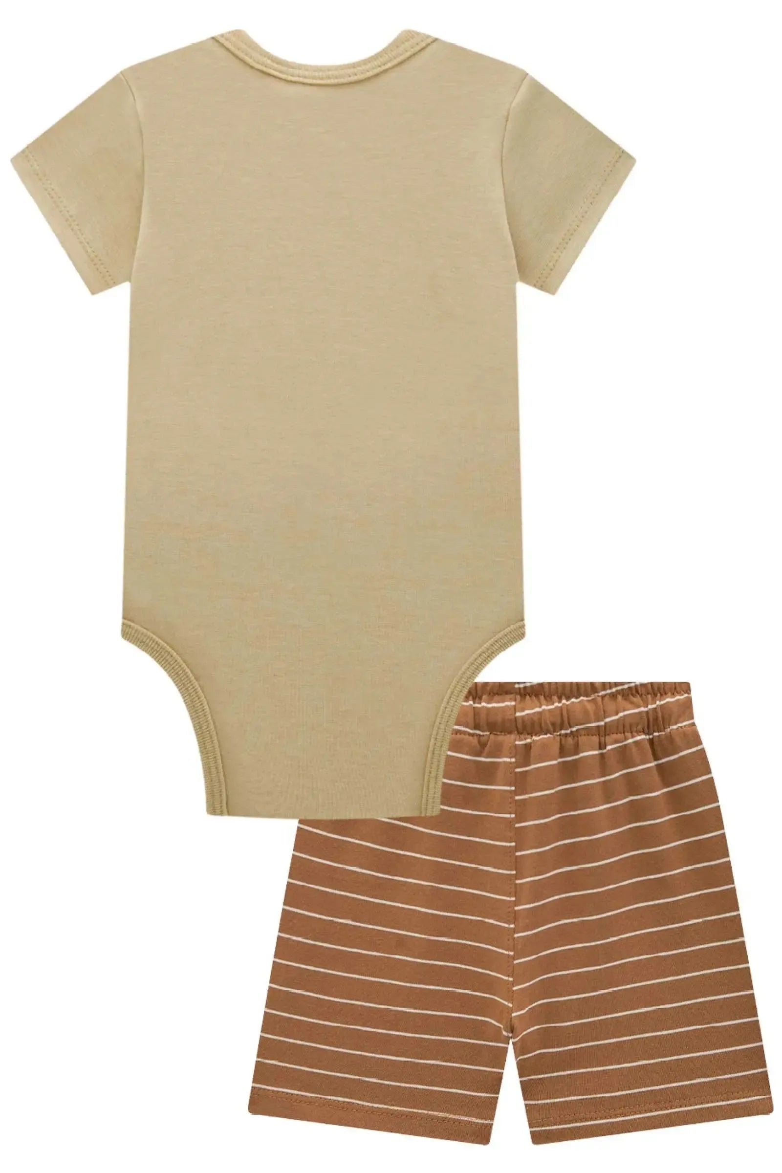 Conjunto Body em Ribana e Bermuda em Cotton Listrado Fio Tinto 84712 Johnny Fox Bebê Menino