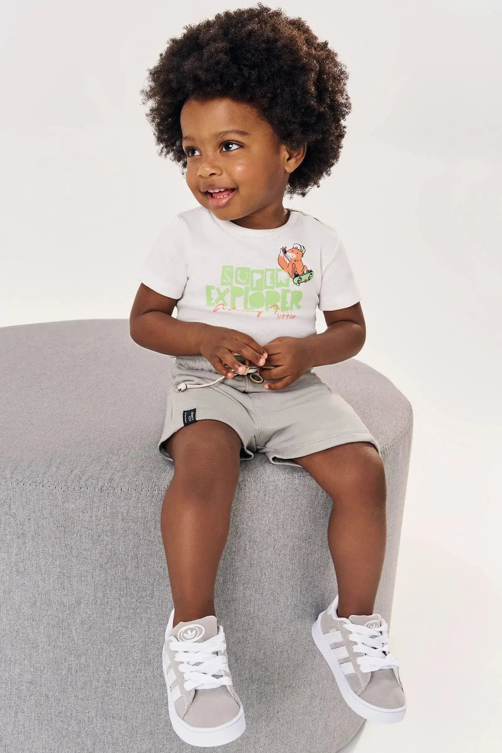 Conjunto Body em Ribana e Bermuda em Moletom sem Pelúcia 84673 Johnny Fox Bebê Menino