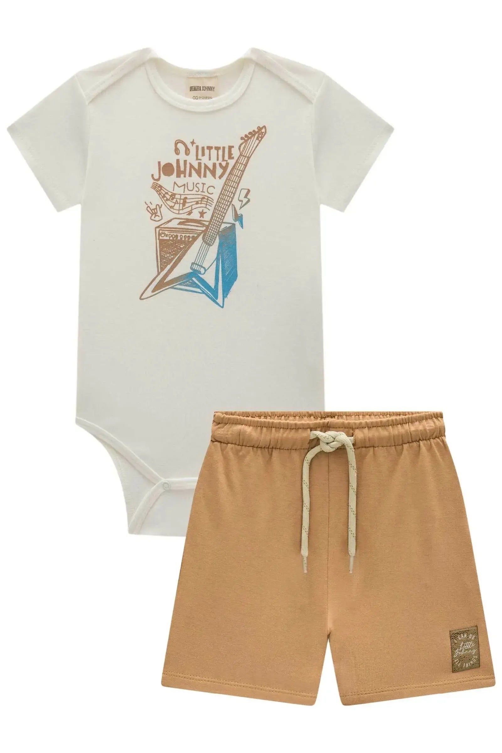 Conjunto Body em Ribana e Bermuda em Molevisco 84668 Johnny Fox Bebê Menino