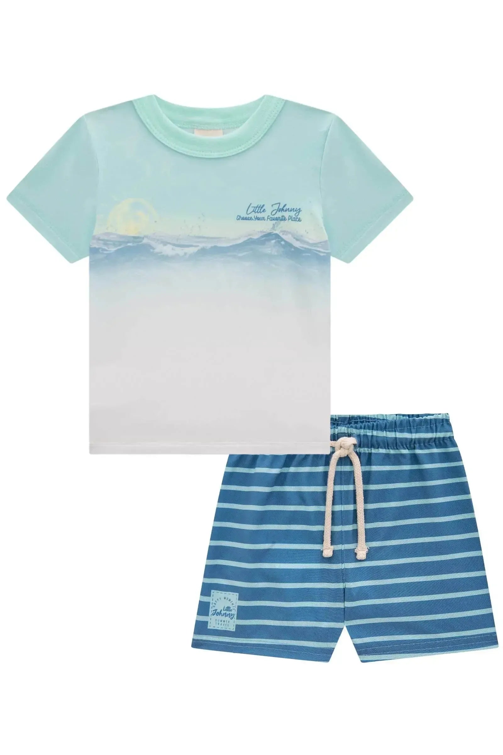 Conjunto Camiseta em Malha Comfy e Bermuda em Nylon Ergonomic com Elastano 84951 Johnny Fox Bebê Menino