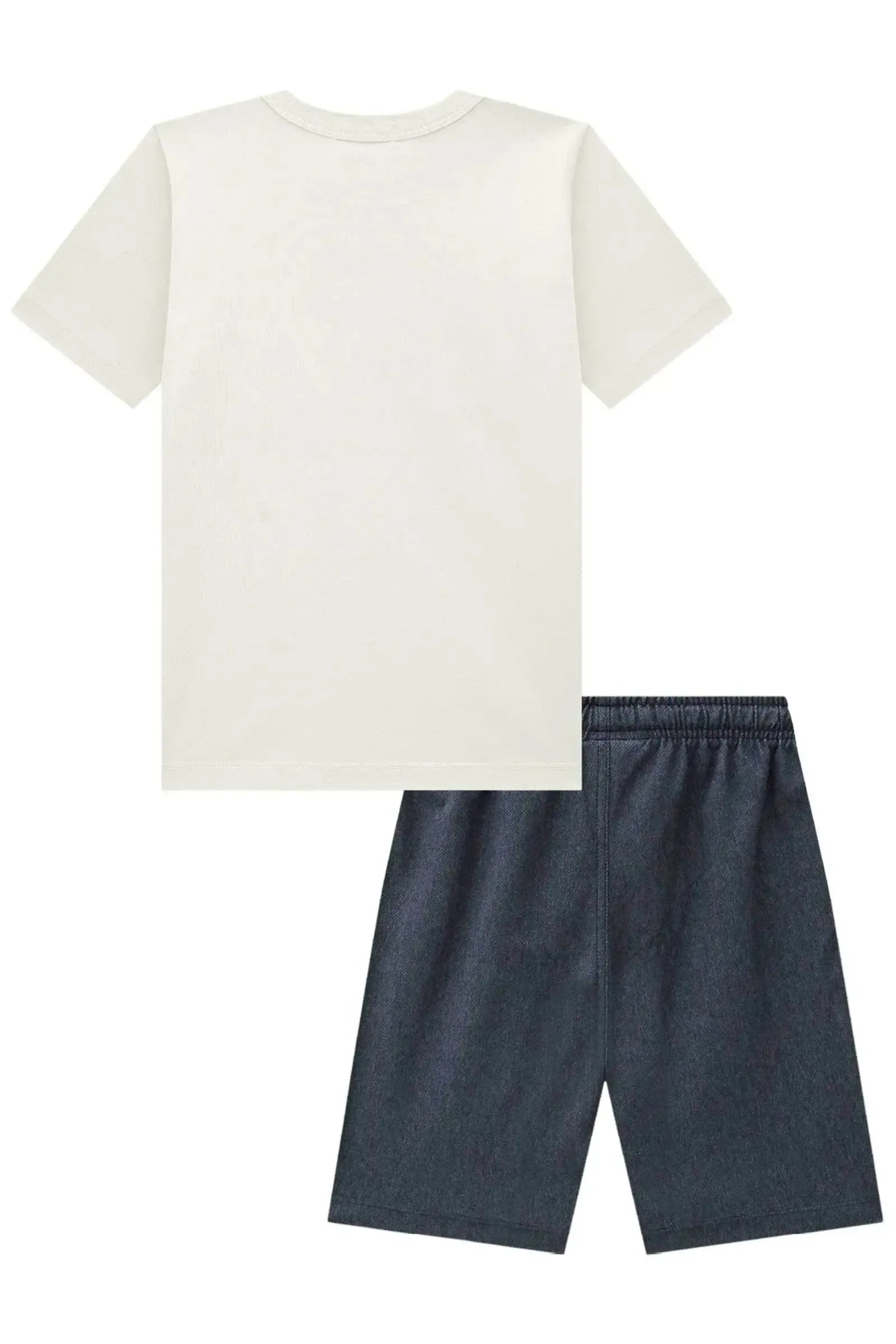 Conjunto Camiseta em Meia Malha e Bermuda em Cotton Jeans com Elastano 95436 LucBoo Infantil Menino
