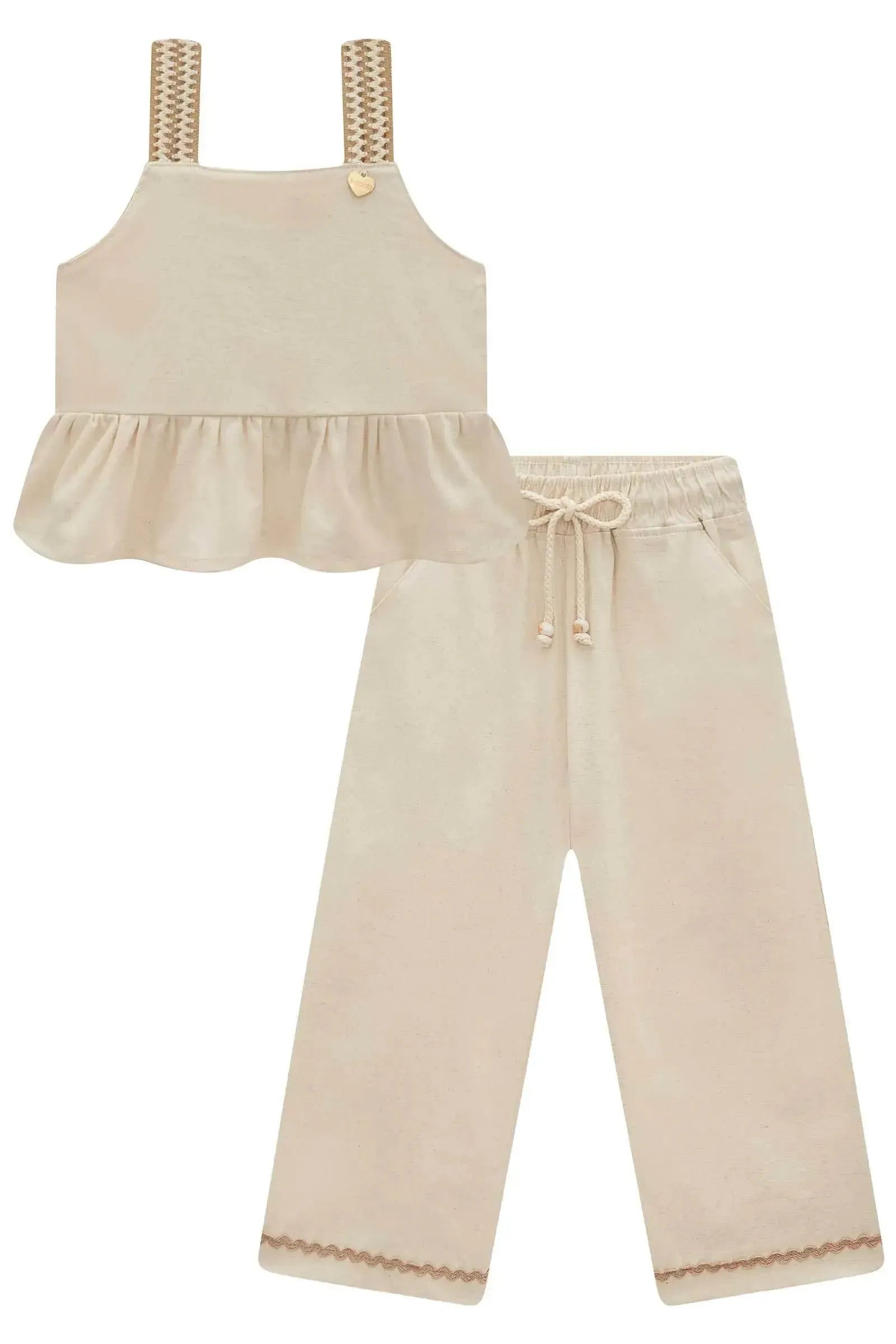 Conjunto de Bata e Calça Mariner em Linho com Elastano 98536 Infanti Infantil Menina
