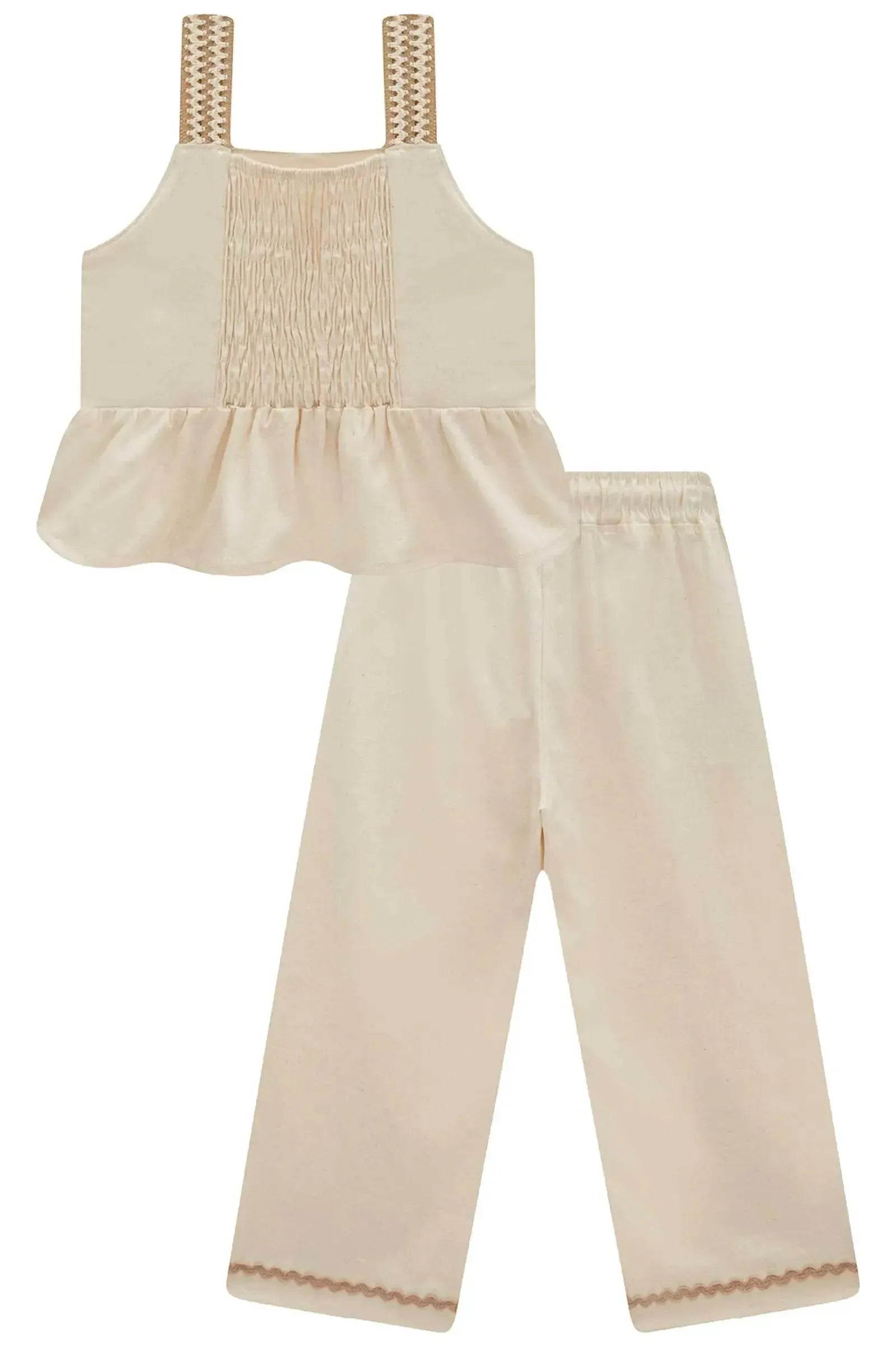Conjunto de Bata e Calça Mariner em Linho com Elastano 98536 Infanti Infantil Menina