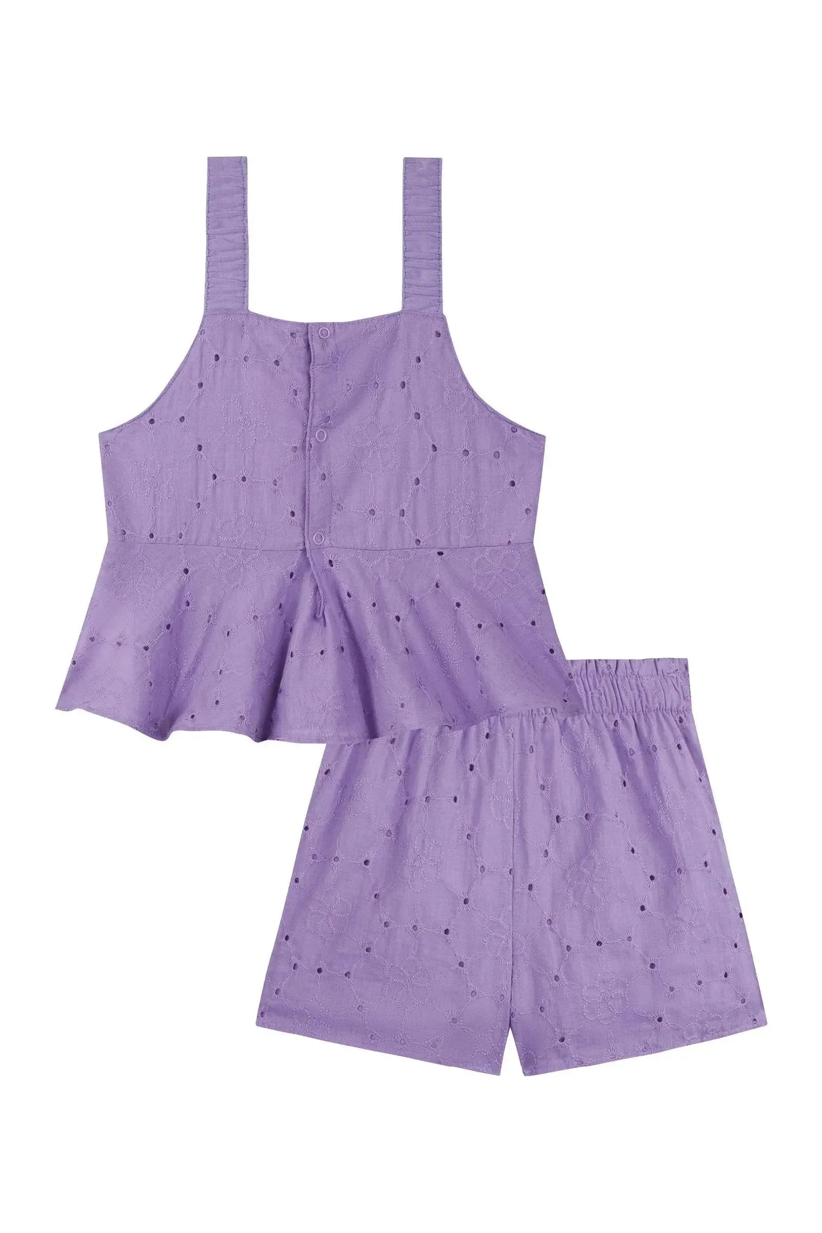 Conjunto de Bata e Shorts em Laise 100% Algodão 87320 Kukiê Infantil Menina