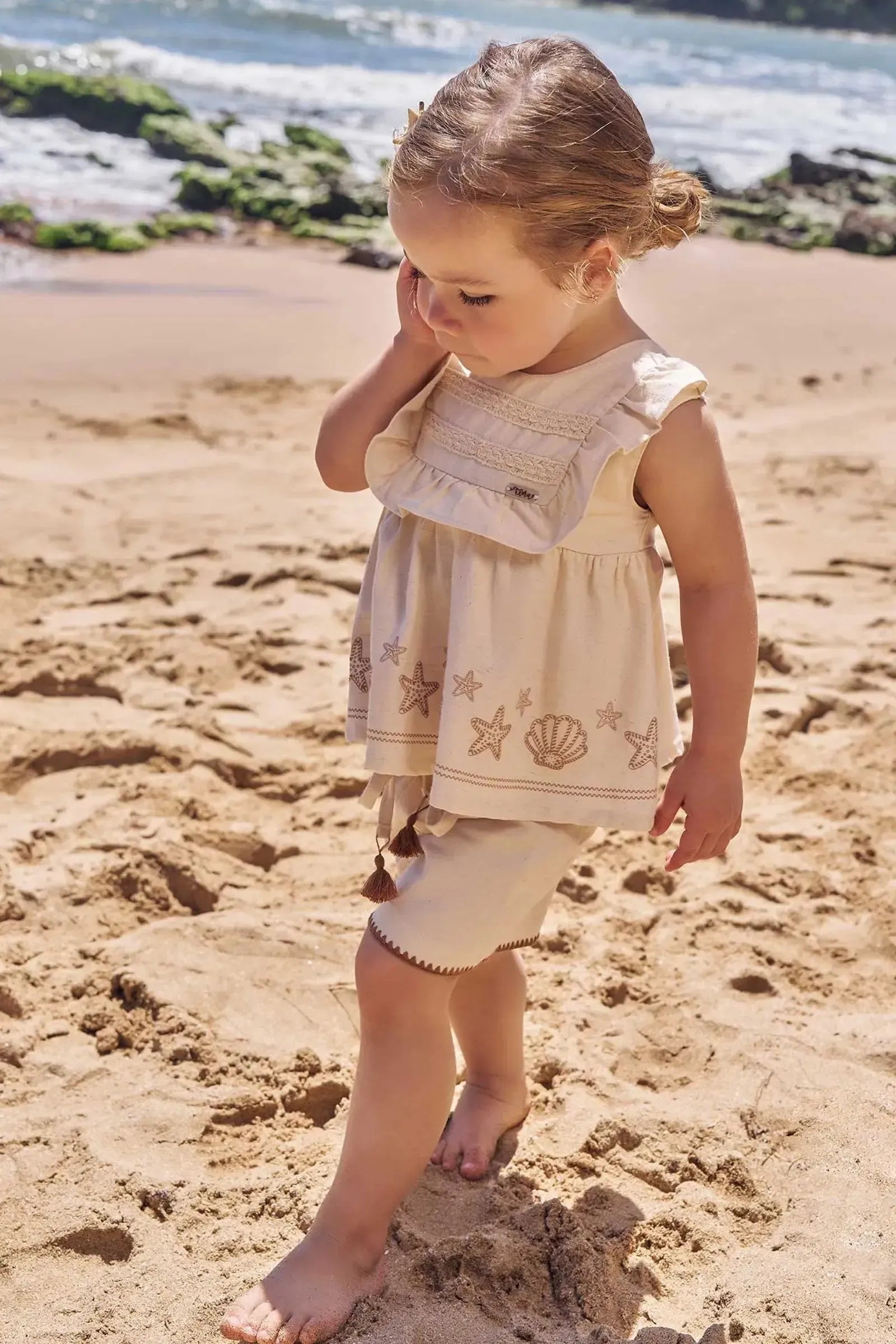 Conjunto de Bata e Shorts em Linho Santorine com Elastano 96187 Infanti Infantil Menina