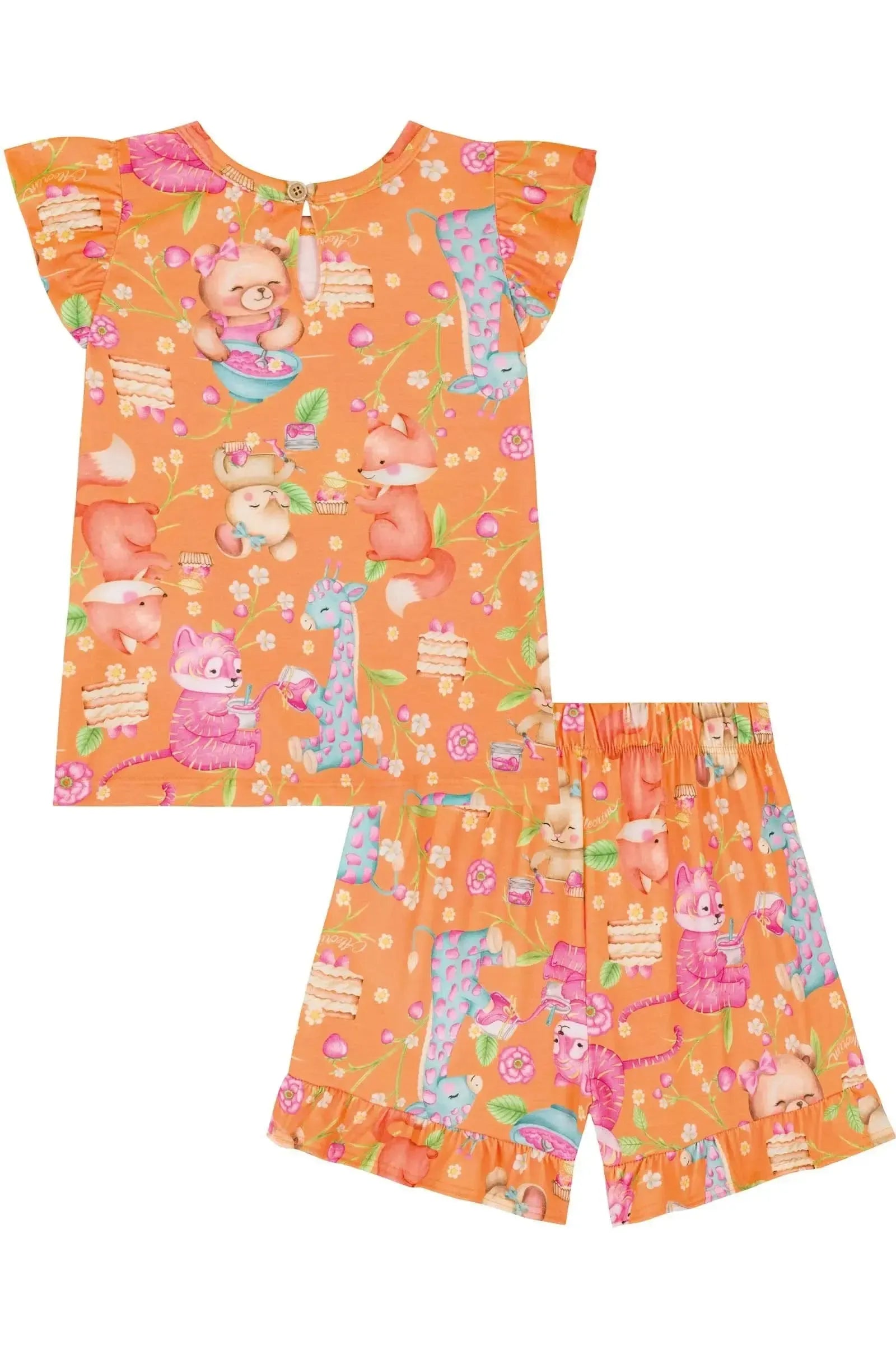 Conjunto de Bata e Shorts em Malha Fresh 85478 Kukiê Infantil Menina