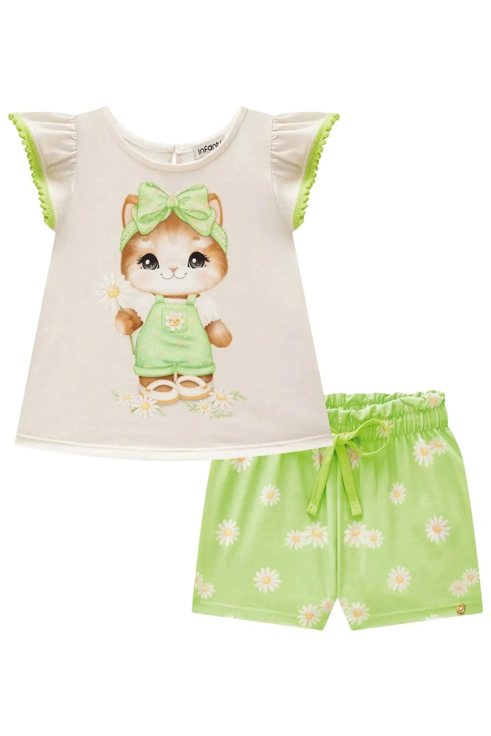 Conjunto de Bata e Shorts em Malha Fresh 87162 Infanti Bebê Menina