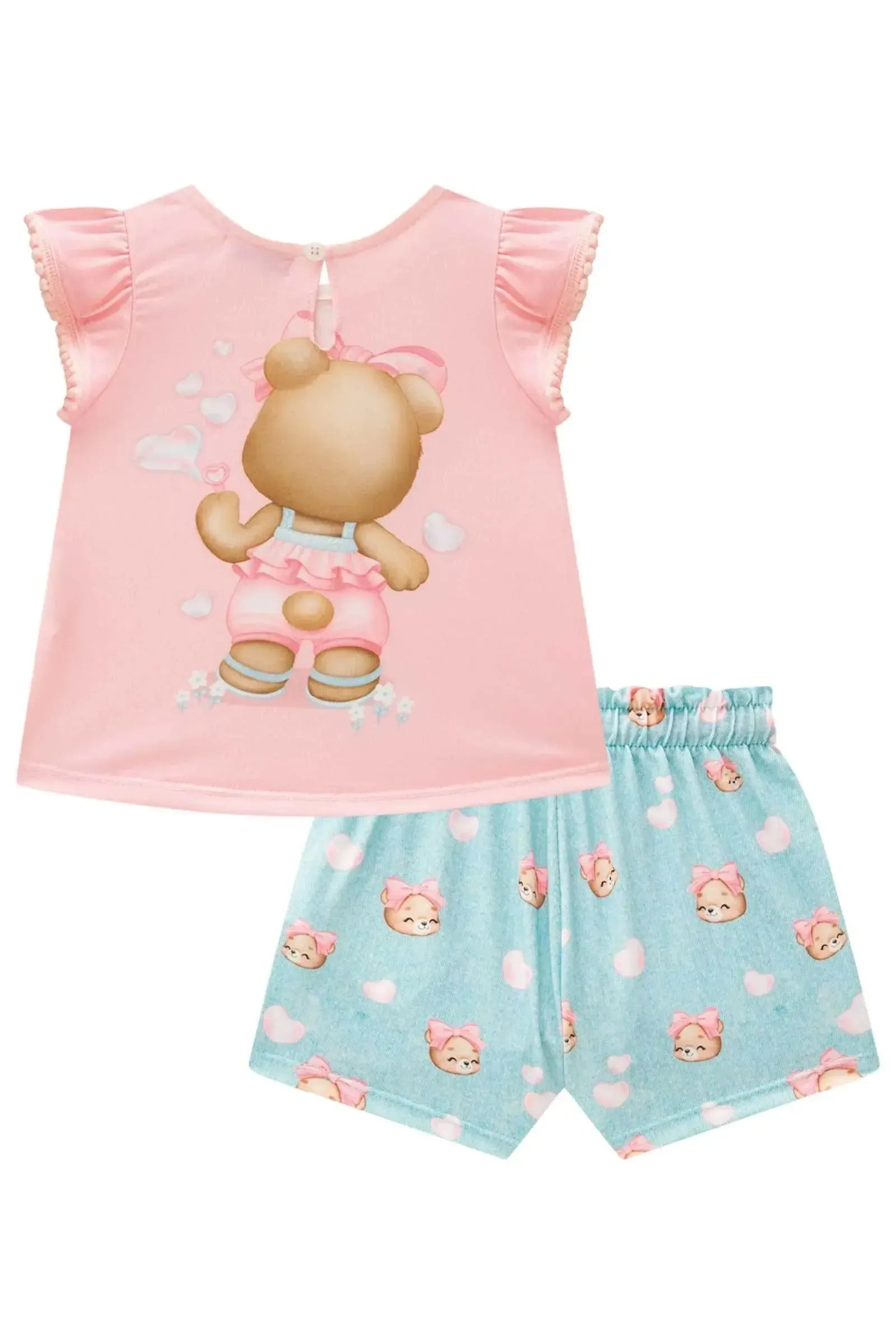Conjunto de Bata e Shorts em Malha Fresh 88883 Infanti Bebê Menina