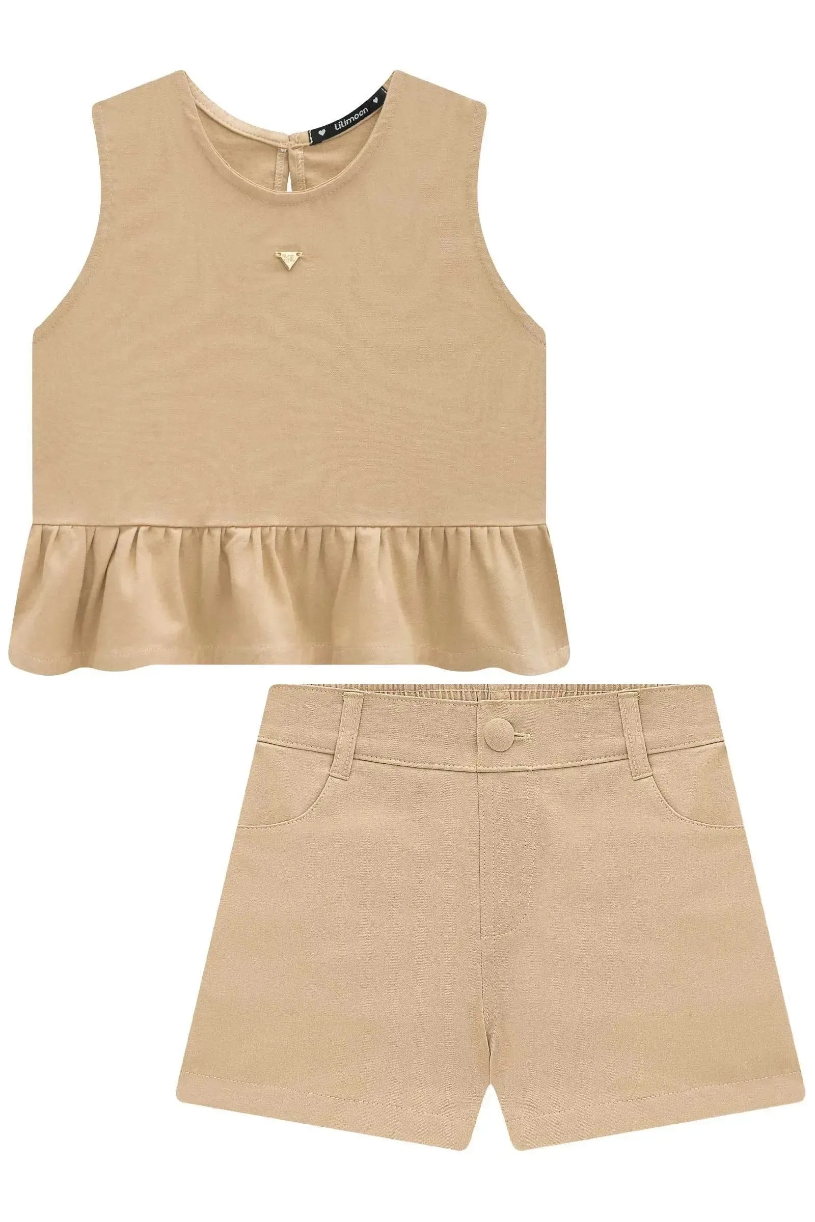 Conjunto de Bata e Shorts em Sarja com Elastano 96242 Lilimoon Teen Menina