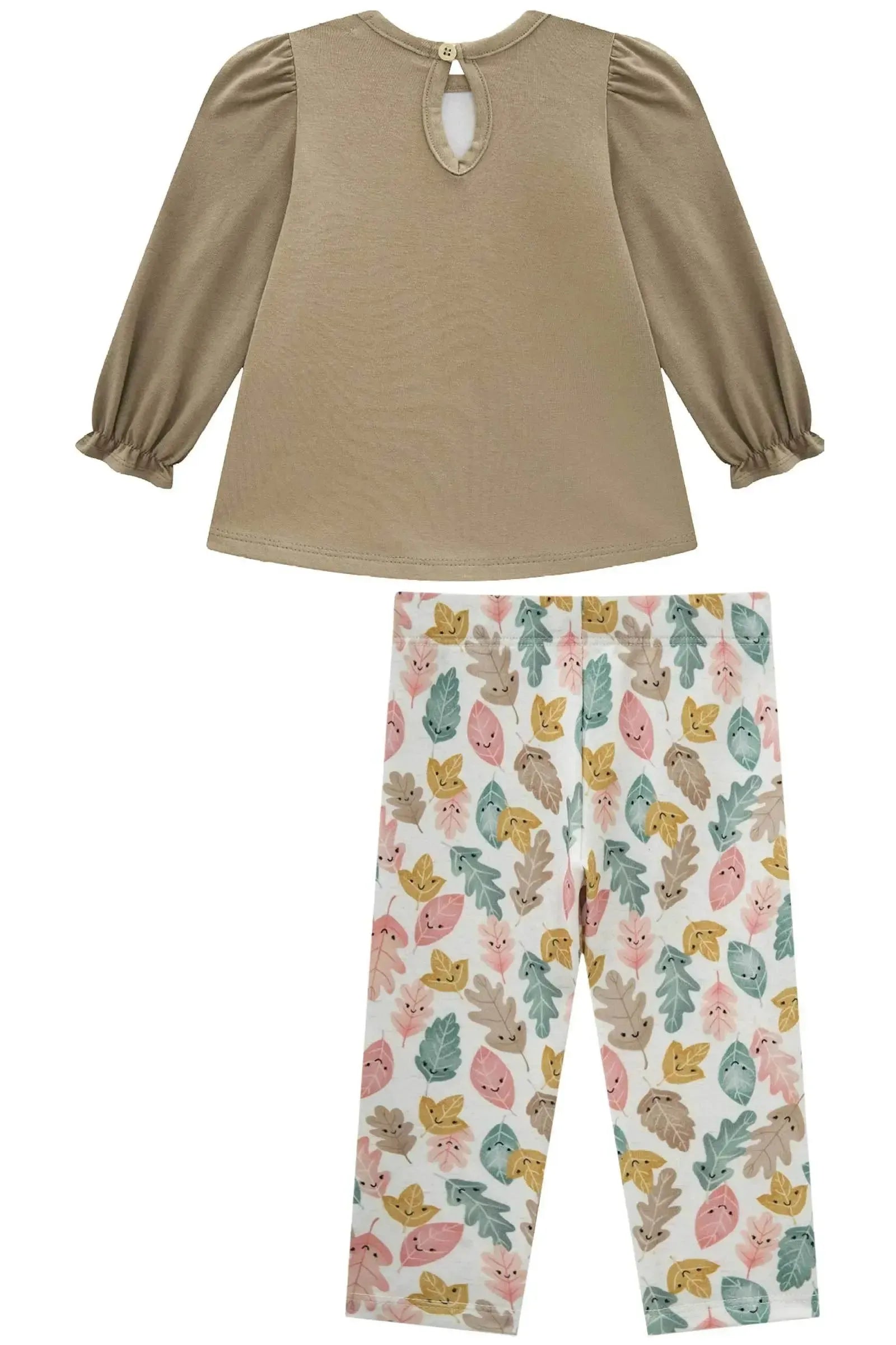 Conjunto de Bata em Cotton com Calça Legging em Molecotton 89658 Infanti Bebê Menina