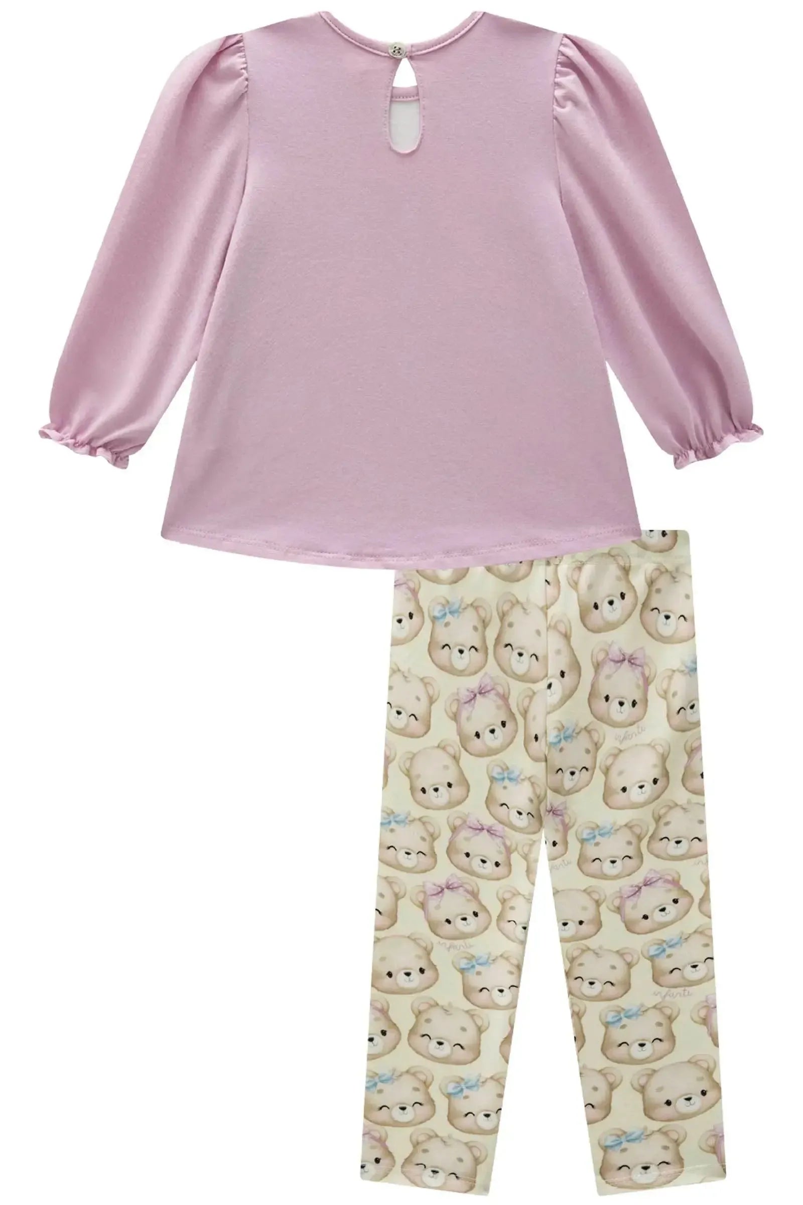 Conjunto de Bata em Cotton com Calça Legging em Molecotton 89944 Infanti Bebê Menina
