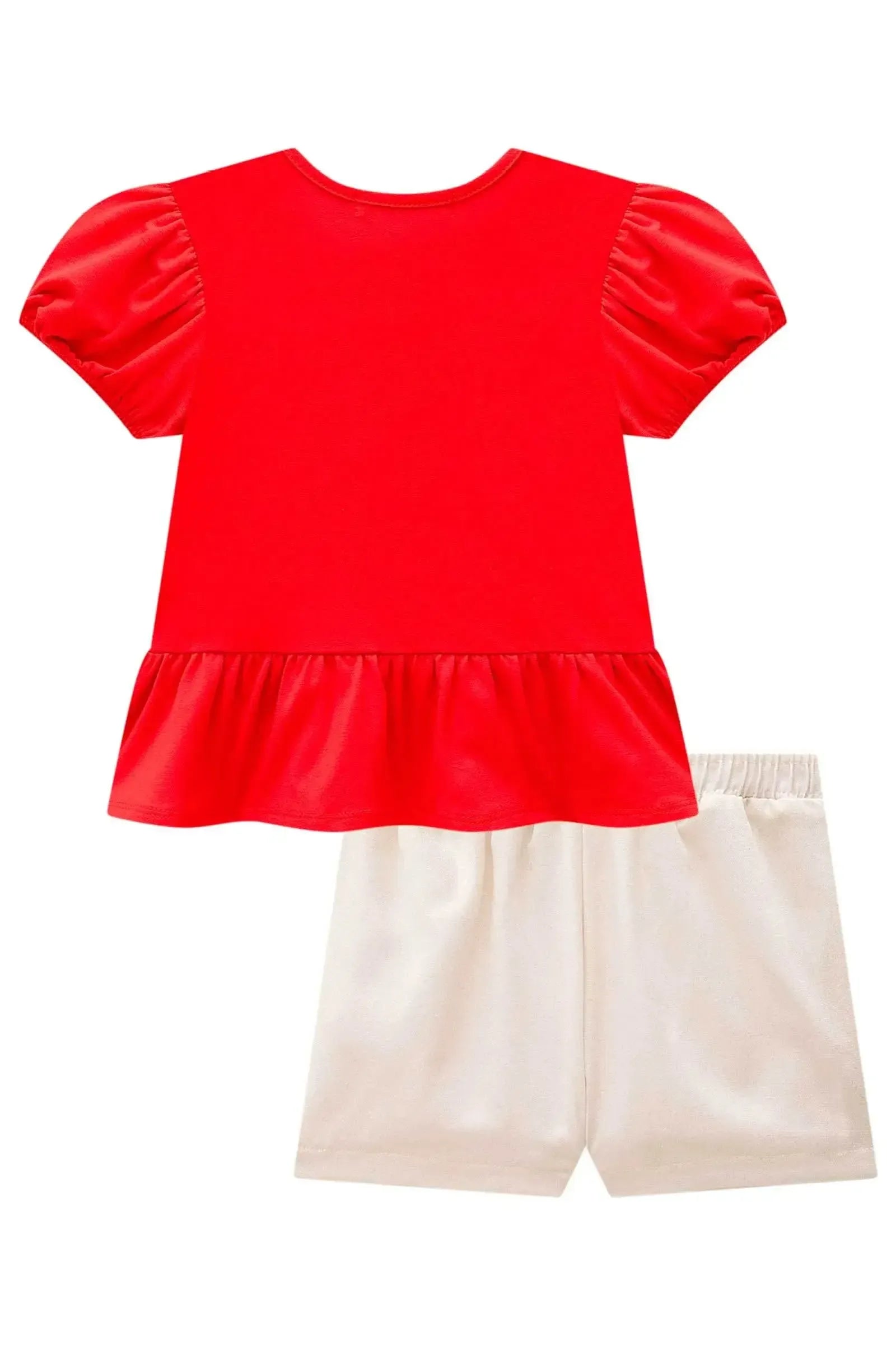 Conjunto de Bata em Cotton e Shorts em Linho Gold 99201 Kukiê Infantil Menina